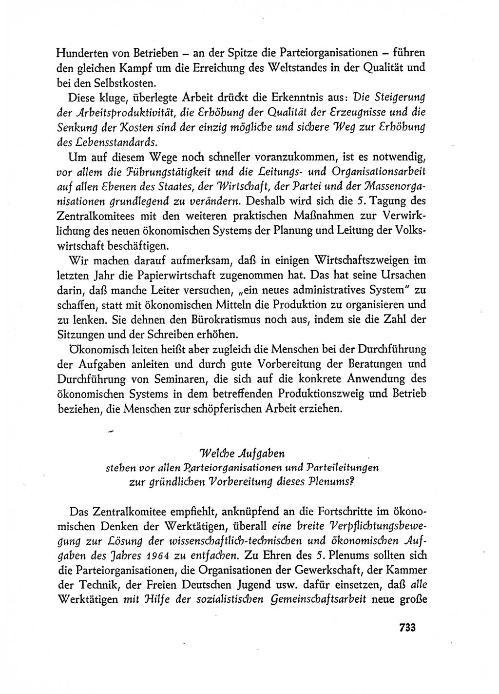 Dokumente der Sozialistischen Einheitspartei Deutschlands (SED) [Deutsche Demokratische Republik (DDR)] 1962-1963, Seite 733 (Dok. SED DDR 1962-1963, S. 733)