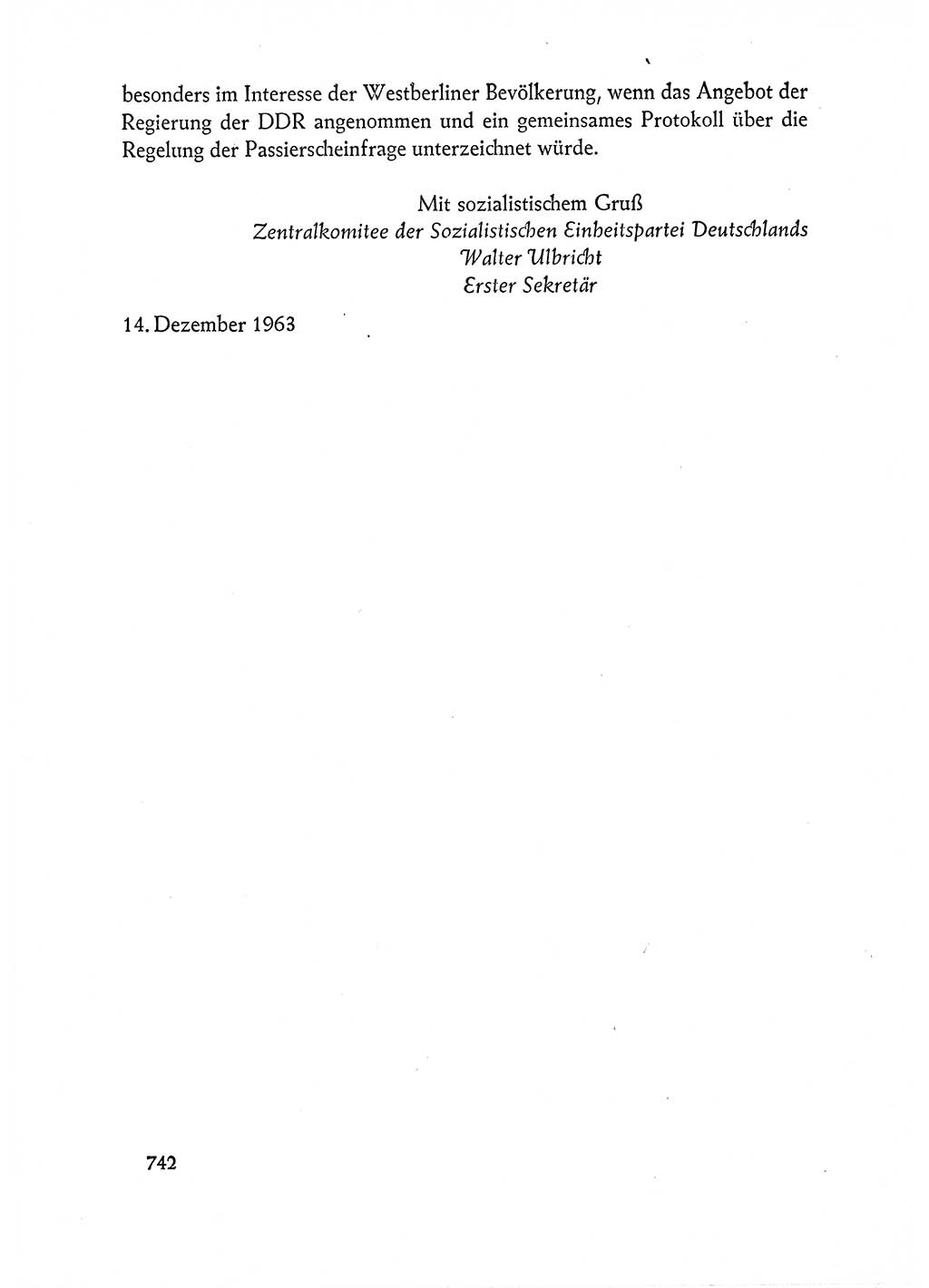 Dokumente der Sozialistischen Einheitspartei Deutschlands (SED) [Deutsche Demokratische Republik (DDR)] 1962-1963, Seite 742 (Dok. SED DDR 1962-1963, S. 742)