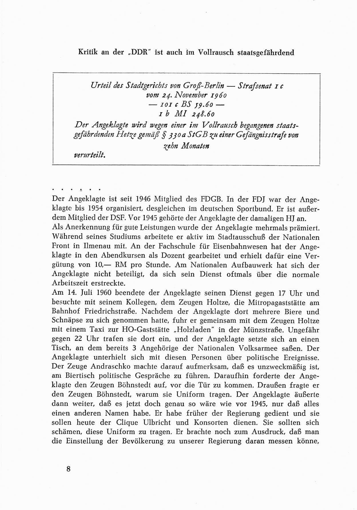 Dokumente des Unrechts, das SED-Regime [Deutsche Demokratische Republik (DDR)] in der Praxis, fünfte Folge, herausgegeben vom Bundesministerium für gesamtdeutsche Fragen (BMG) [Bundesrepublik Deutschland (BRD)], Bonn und Berlin 1962, Seite 8 (Dok. UnR. SED-Reg. DDR BMG BRD 1962, S. 8)