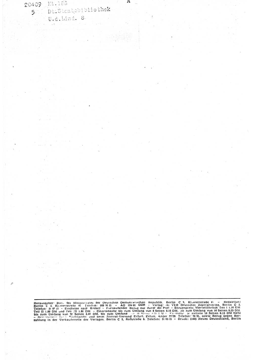 Gesetzblatt (GBl.) der Deutschen Demokratischen Republik (DDR) Teil Ⅰ 1962, Seite 66 (GBl. DDR Ⅰ 1962, S. 66)