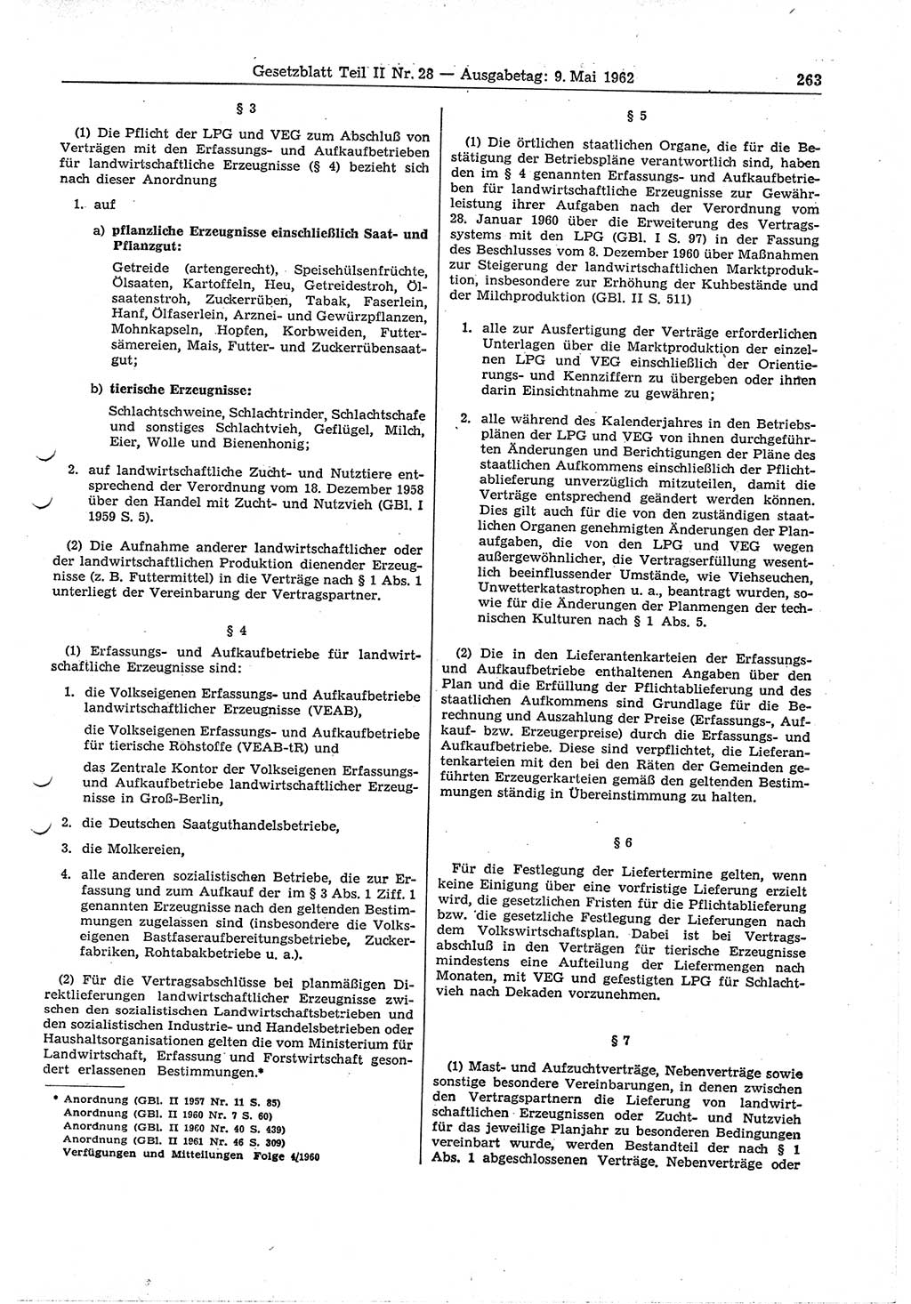 Gesetzblatt (GBl.) der Deutschen Demokratischen Republik (DDR) Teil ⅠⅠ 1962, Seite 263 (GBl. DDR ⅠⅠ 1962, S. 263)