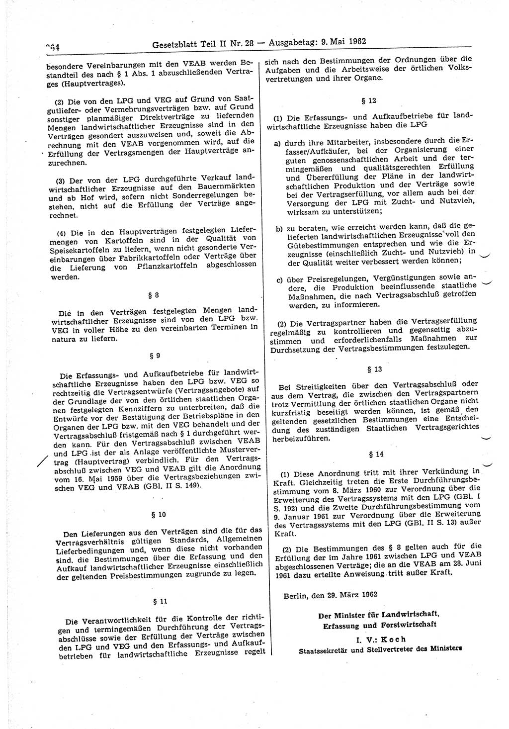 Gesetzblatt (GBl.) der Deutschen Demokratischen Republik (DDR) Teil ⅠⅠ 1962, Seite 264 (GBl. DDR ⅠⅠ 1962, S. 264)