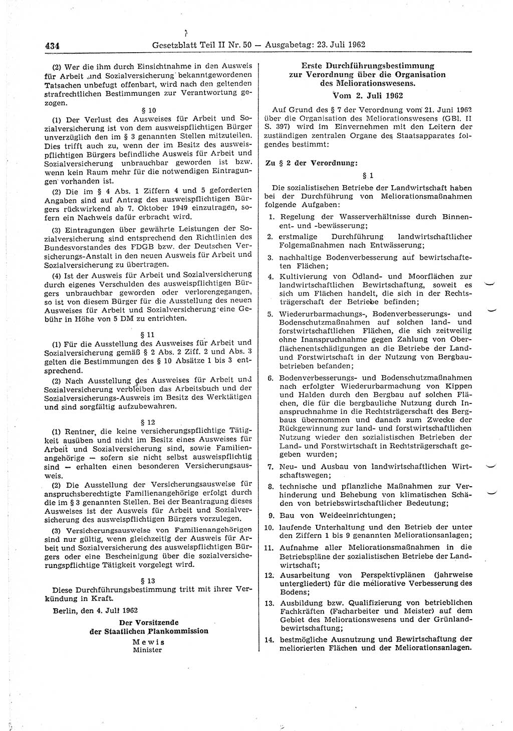 Gesetzblatt (GBl.) der Deutschen Demokratischen Republik (DDR) Teil â… â… 1962, Seite 434 (GBl. DDR â… â… 1962, S. 434)