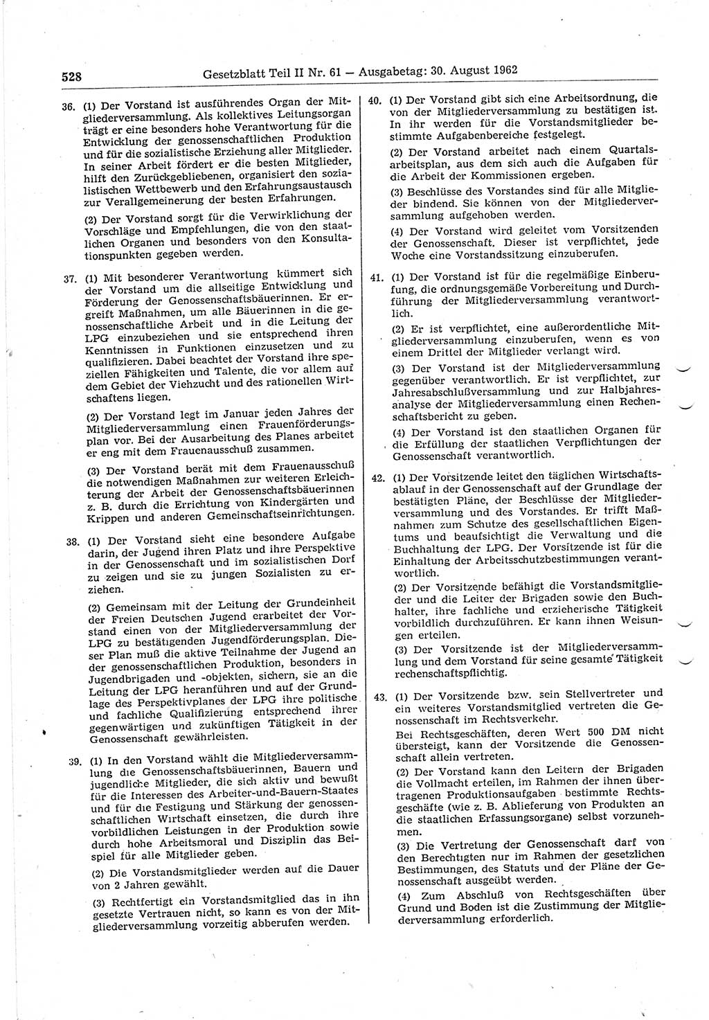 Gesetzblatt (GBl.) der Deutschen Demokratischen Republik (DDR) Teil ⅠⅠ 1962, Seite 528 (GBl. DDR ⅠⅠ 1962, S. 528)