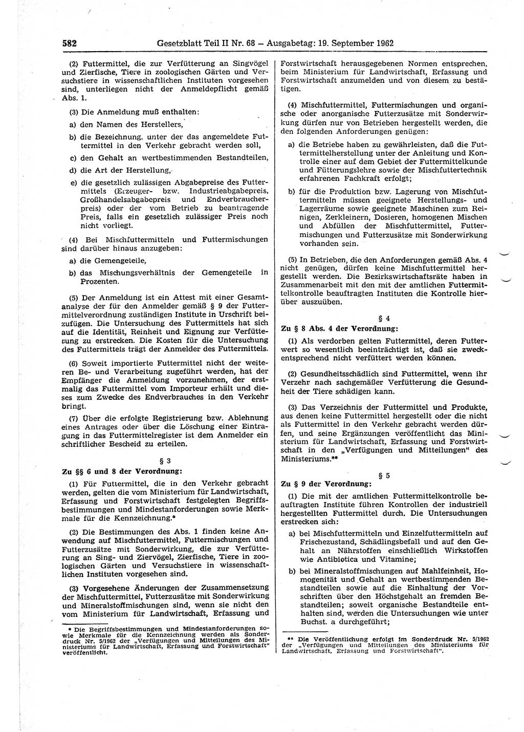 Gesetzblatt (GBl.) der Deutschen Demokratischen Republik (DDR) Teil ⅠⅠ 1962, Seite 582 (GBl. DDR ⅠⅠ 1962, S. 582)