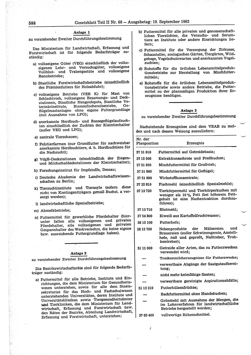 Gesetzblatt (GBl.) der Deutschen Demokratischen Republik (DDR) Teil ⅠⅠ 1962, Seite 588 (GBl. DDR ⅠⅠ 1962, S. 588)