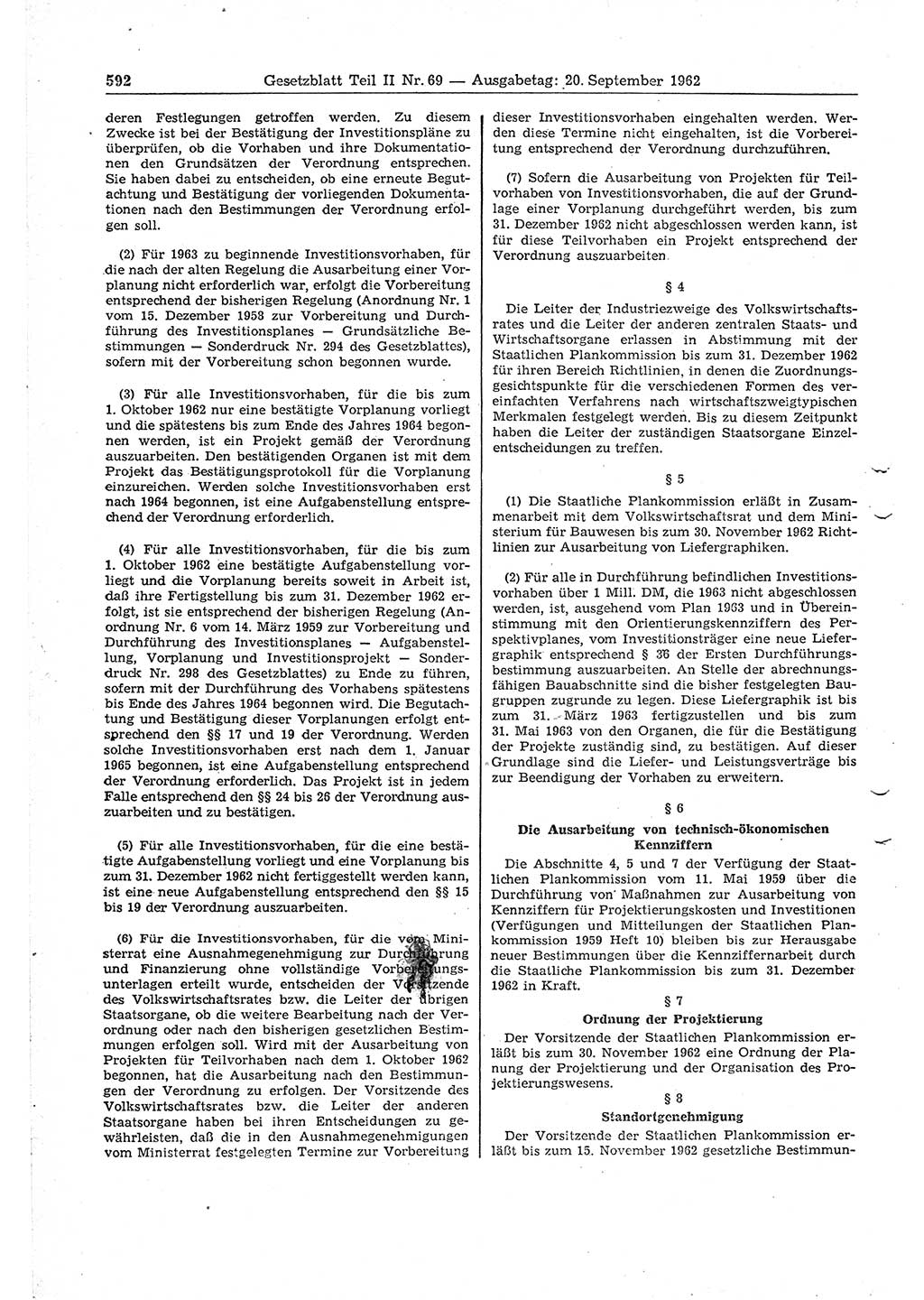 Gesetzblatt (GBl.) der Deutschen Demokratischen Republik (DDR) Teil ⅠⅠ 1962, Seite 592 (GBl. DDR ⅠⅠ 1962, S. 592)