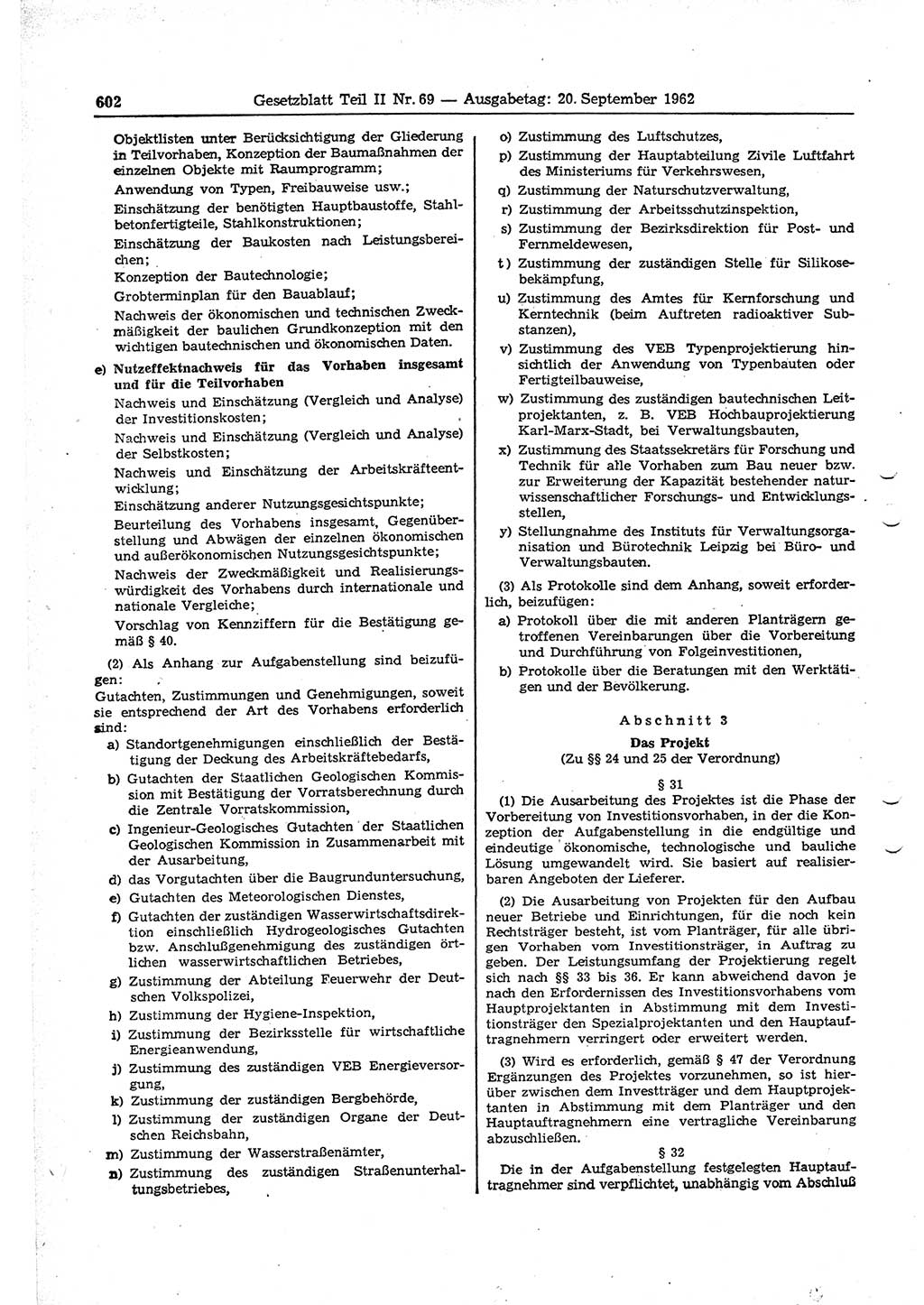 Gesetzblatt (GBl.) der Deutschen Demokratischen Republik (DDR) Teil ⅠⅠ 1962, Seite 602 (GBl. DDR ⅠⅠ 1962, S. 602)