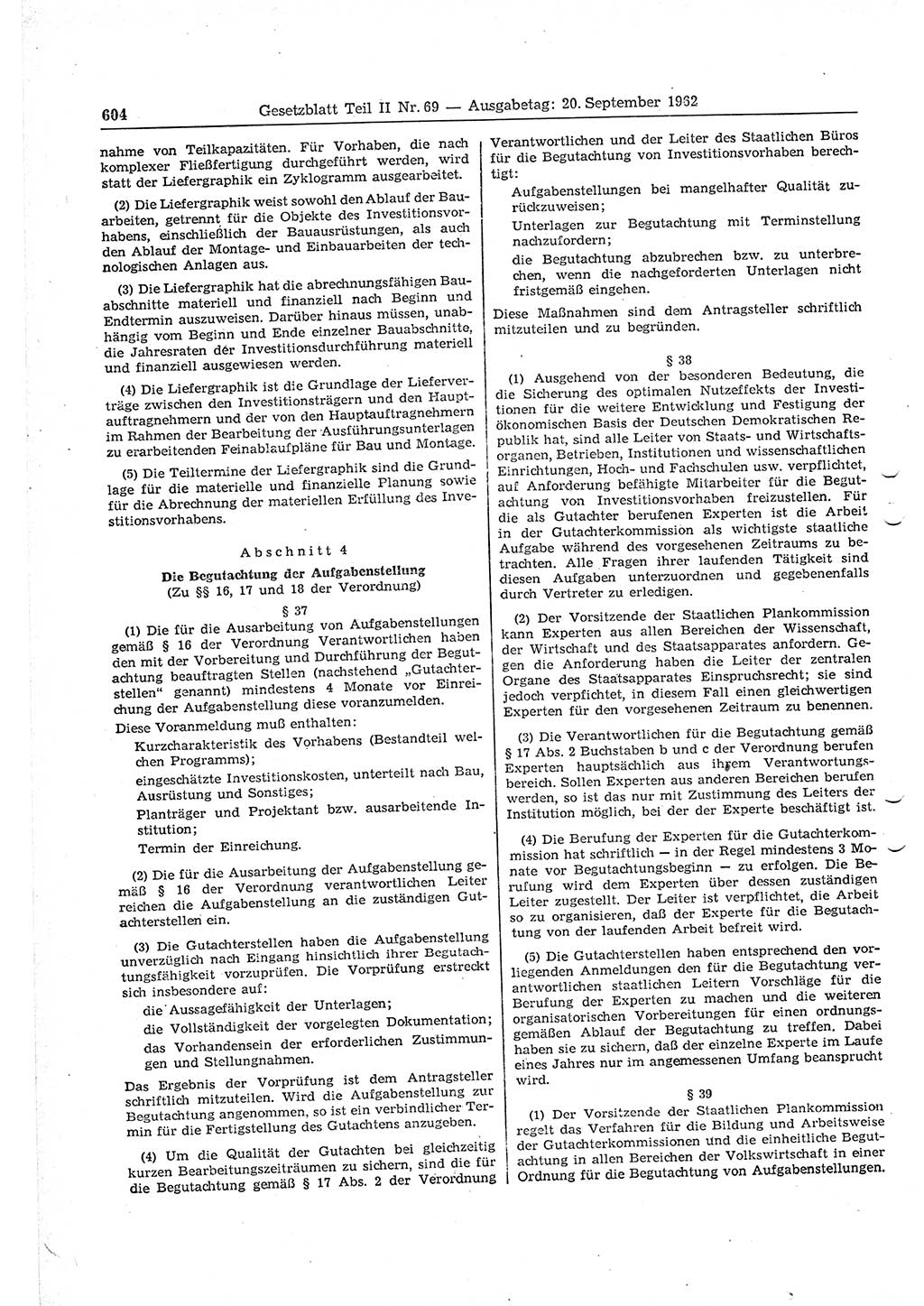 Gesetzblatt (GBl.) der Deutschen Demokratischen Republik (DDR) Teil ⅠⅠ 1962, Seite 604 (GBl. DDR ⅠⅠ 1962, S. 604)