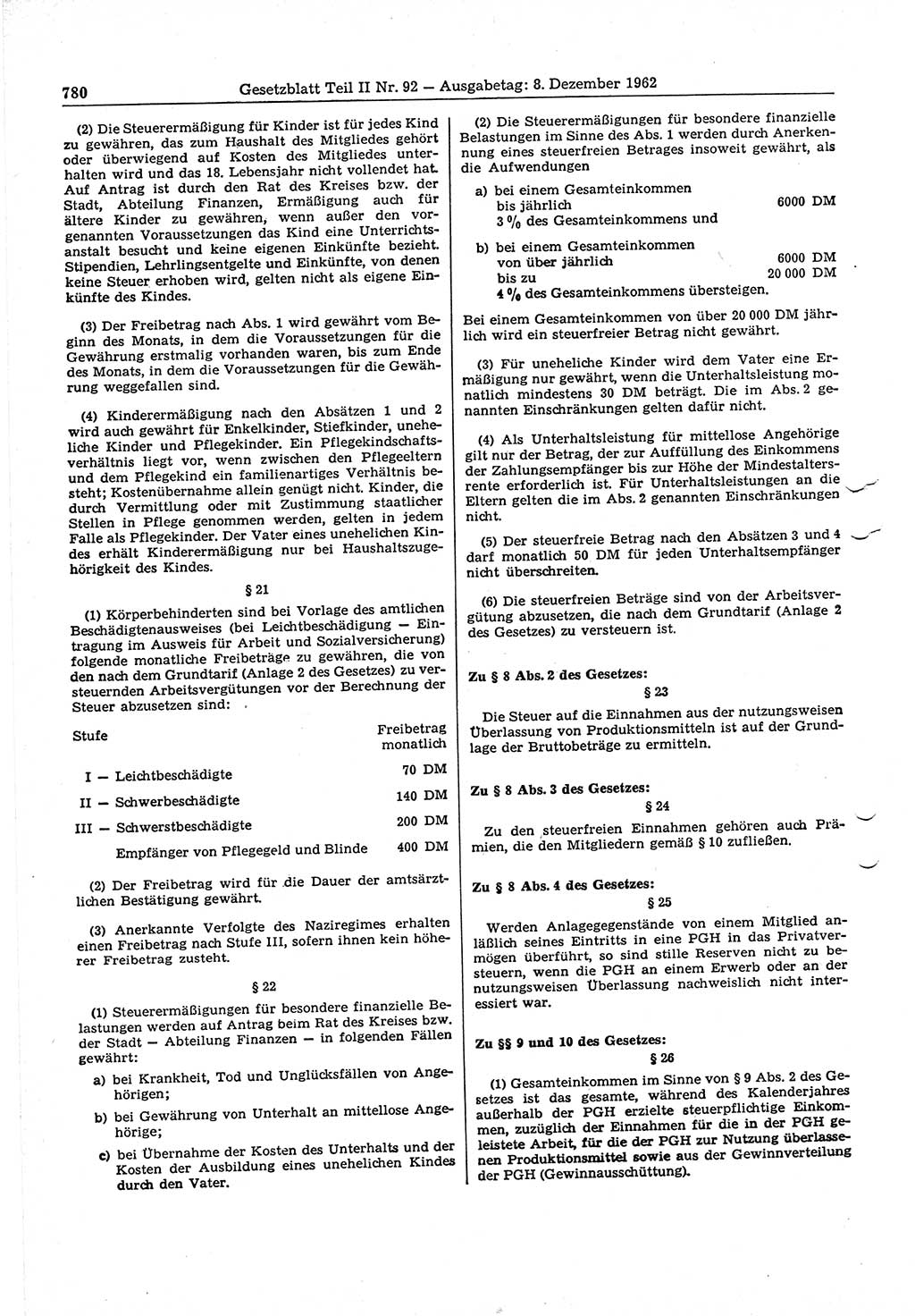Gesetzblatt (GBl.) der Deutschen Demokratischen Republik (DDR) Teil ⅠⅠ 1962, Seite 780 (GBl. DDR ⅠⅠ 1962, S. 780)