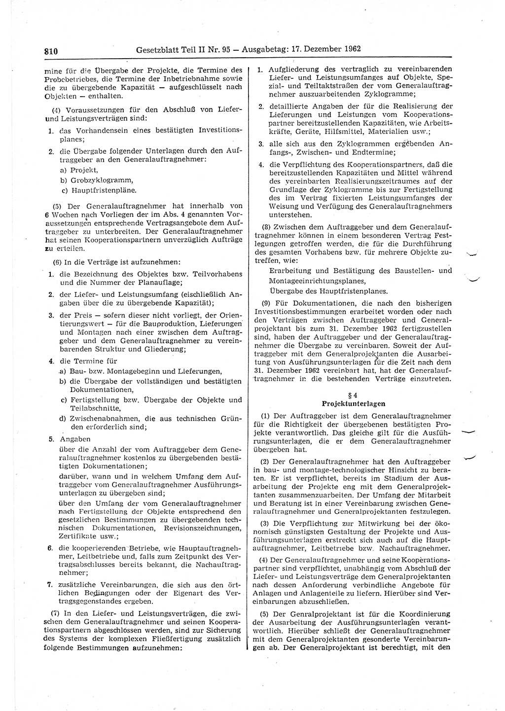 Gesetzblatt (GBl.) der Deutschen Demokratischen Republik (DDR) Teil ⅠⅠ 1962, Seite 810 (GBl. DDR ⅠⅠ 1962, S. 810)