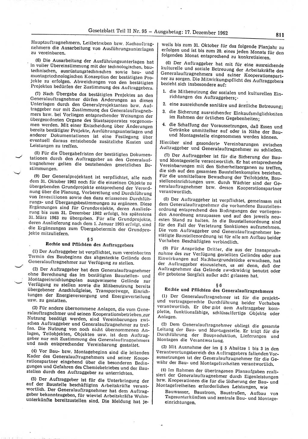 Gesetzblatt (GBl.) der Deutschen Demokratischen Republik (DDR) Teil ⅠⅠ 1962, Seite 811 (GBl. DDR ⅠⅠ 1962, S. 811)