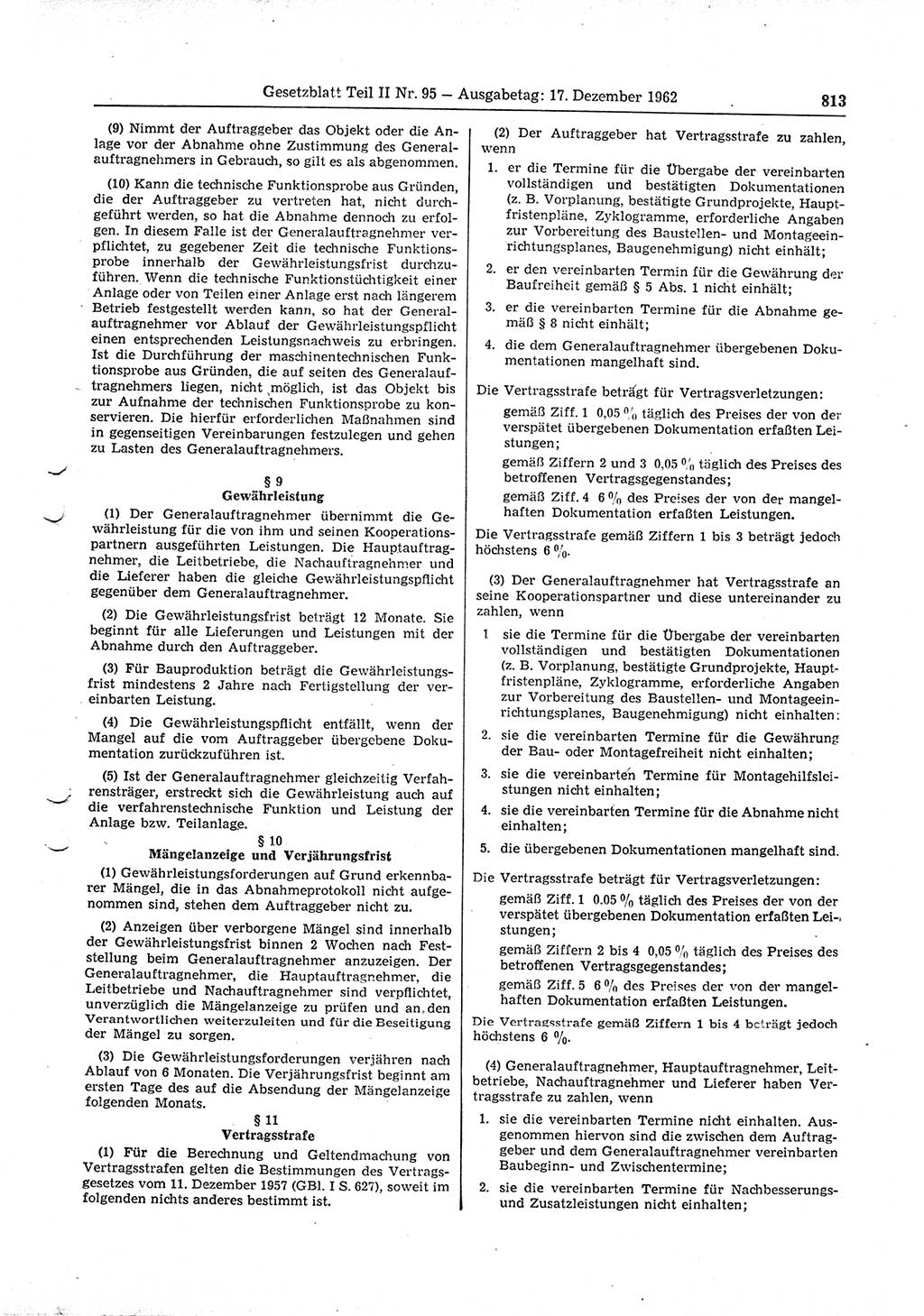 Gesetzblatt (GBl.) der Deutschen Demokratischen Republik (DDR) Teil ⅠⅠ 1962, Seite 813 (GBl. DDR ⅠⅠ 1962, S. 813)