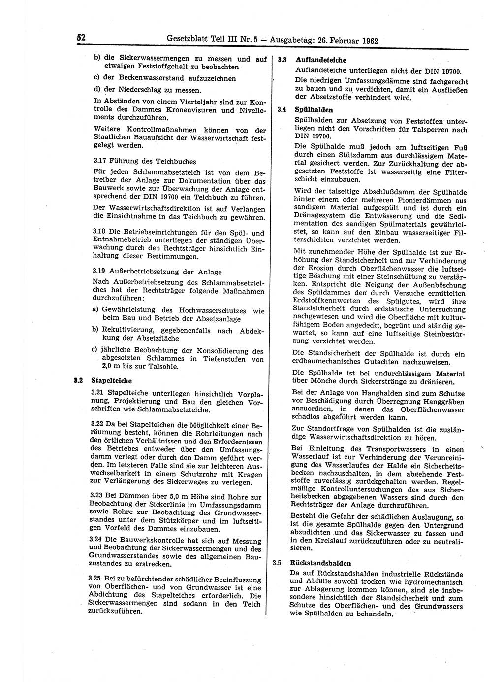 Gesetzblatt (GBl.) der Deutschen Demokratischen Republik (DDR) Teil ⅠⅠⅠ 1962, Seite 52 (GBl. DDR ⅠⅠⅠ 1962, S. 52)