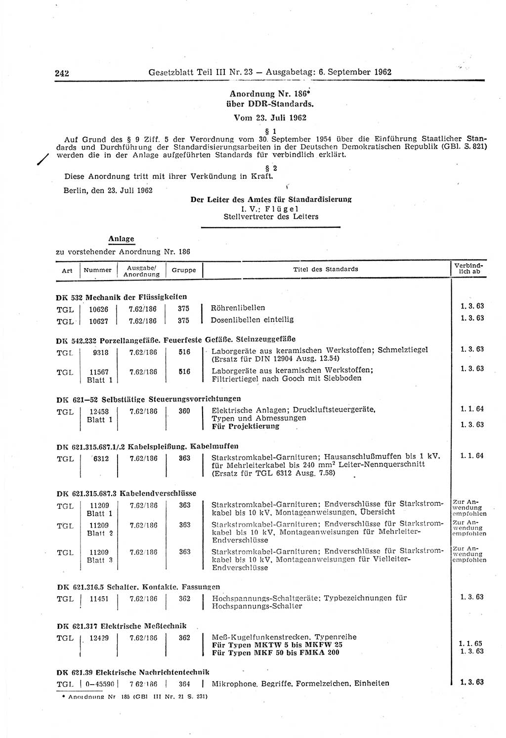 Gesetzblatt (GBl.) der Deutschen Demokratischen Republik (DDR) Teil ⅠⅠⅠ 1962, Seite 242 (GBl. DDR ⅠⅠⅠ 1962, S. 242)