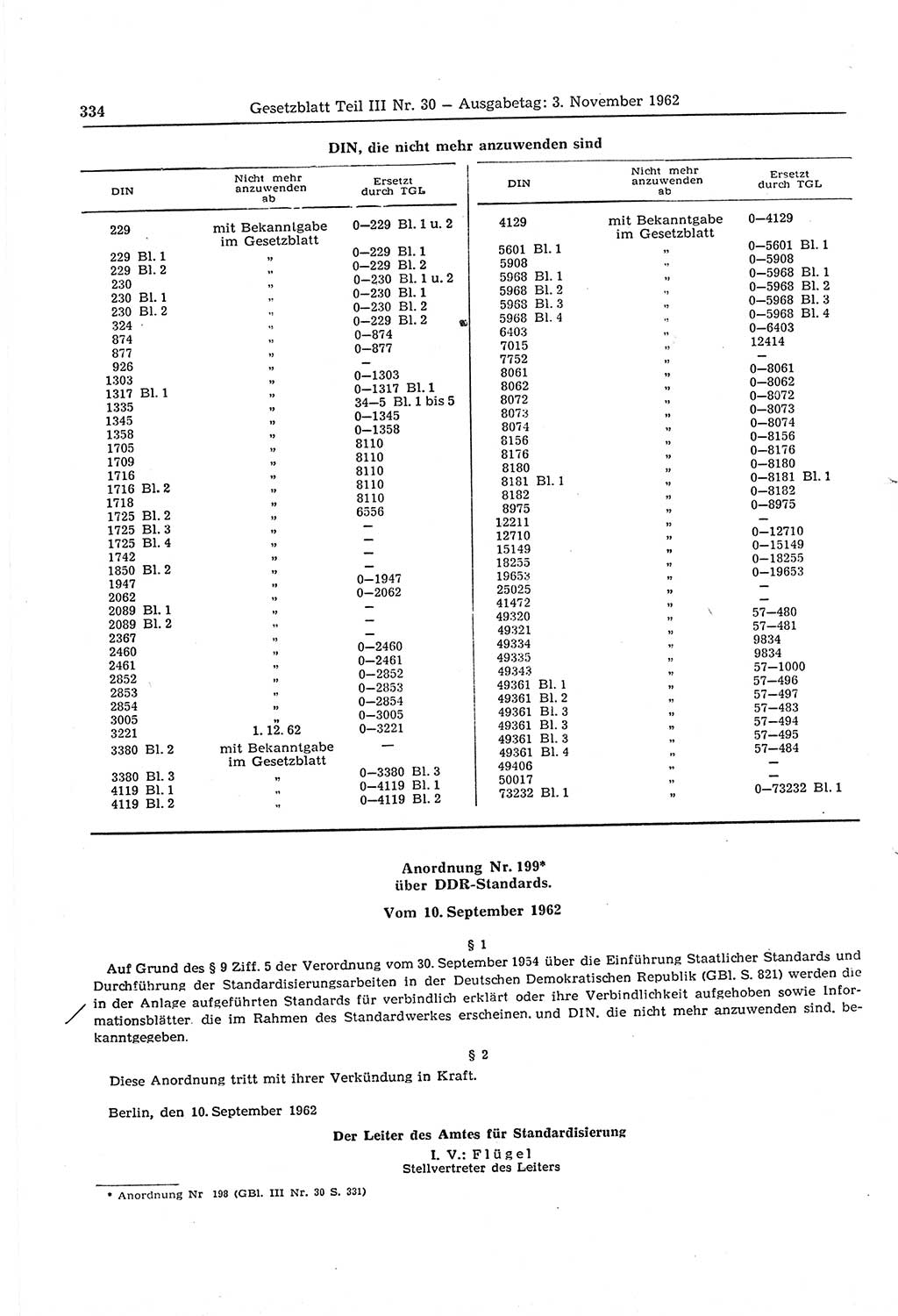 Gesetzblatt (GBl.) der Deutschen Demokratischen Republik (DDR) Teil ⅠⅠⅠ 1962, Seite 334 (GBl. DDR ⅠⅠⅠ 1962, S. 334)