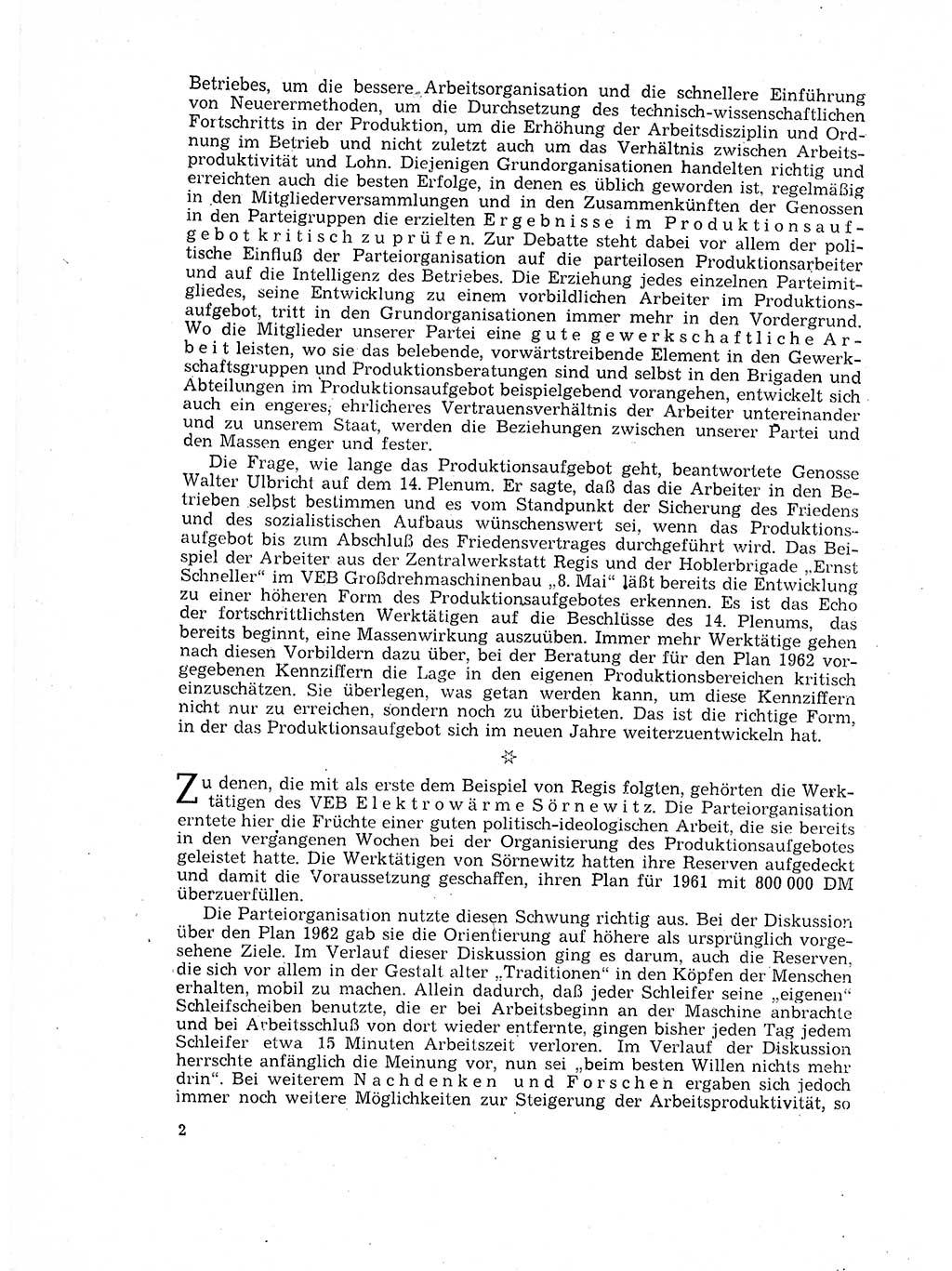Neuer Weg (NW), Organ des Zentralkomitees (ZK) der SED (Sozialistische Einheitspartei Deutschlands) für Fragen des Parteilebens, 17. Jahrgang [Deutsche Demokratische Republik (DDR)] 1962, Seite 2 (NW ZK SED DDR 1962, S. 2)