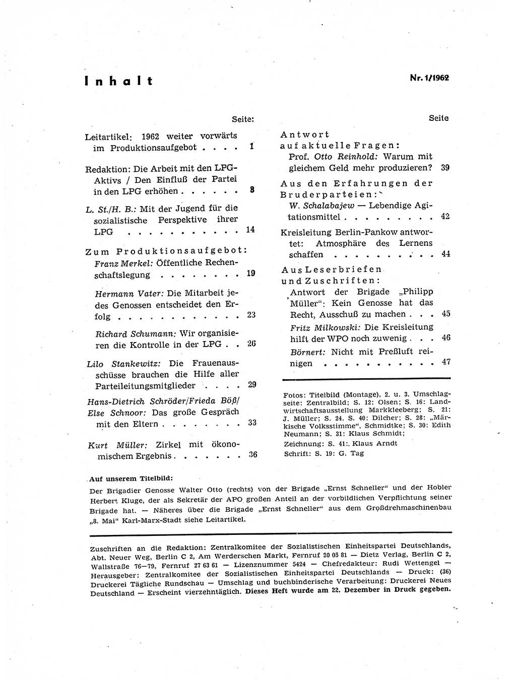 Neuer Weg (NW), Organ des Zentralkomitees (ZK) der SED (Sozialistische Einheitspartei Deutschlands) für Fragen des Parteilebens, 17. Jahrgang [Deutsche Demokratische Republik (DDR)] 1962, Seite 48 (NW ZK SED DDR 1962, S. 48)