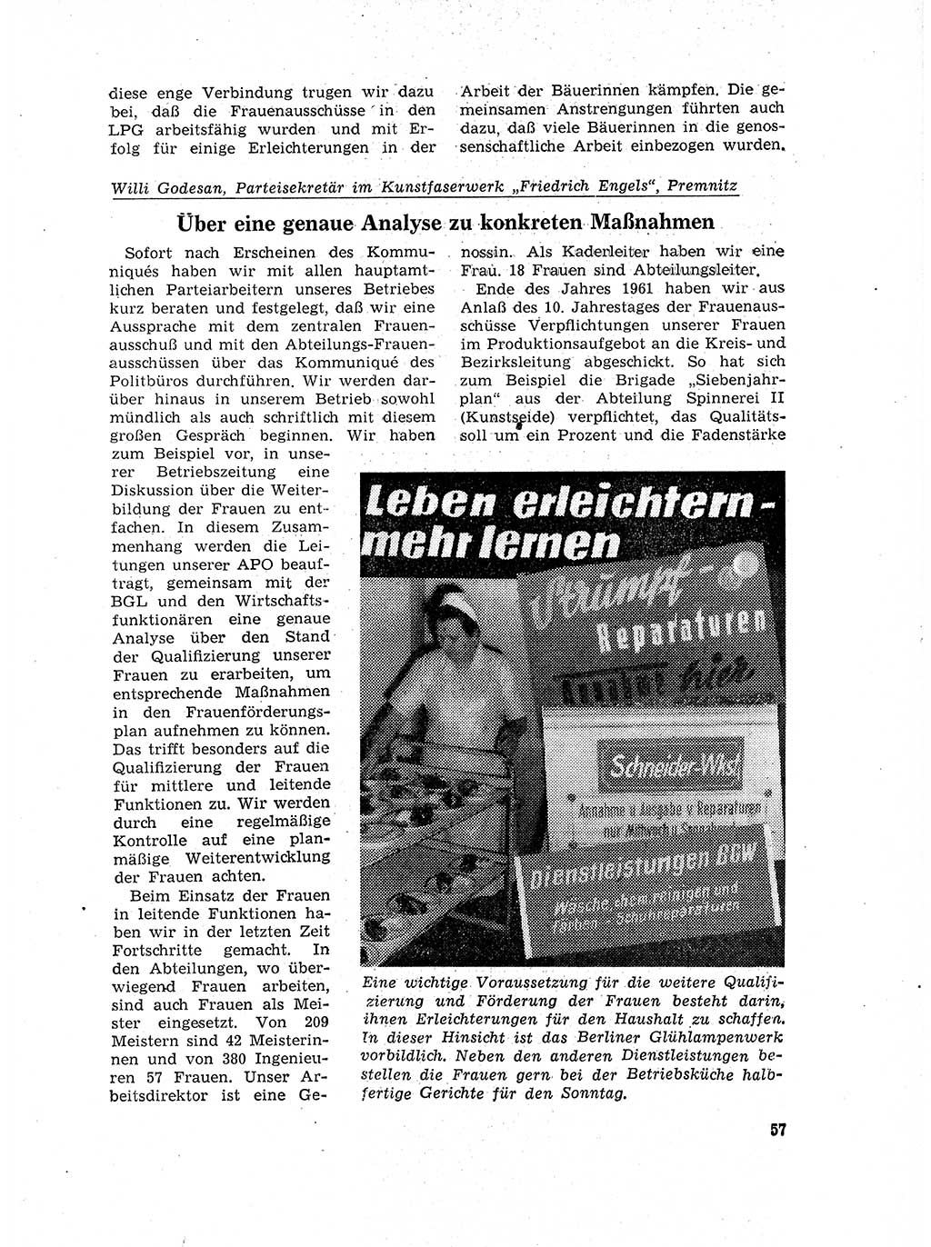 Neuer Weg (NW), Organ des Zentralkomitees (ZK) der SED (Sozialistische Einheitspartei Deutschlands) für Fragen des Parteilebens, 17. Jahrgang [Deutsche Demokratische Republik (DDR)] 1962, Seite 57 (NW ZK SED DDR 1962, S. 57)