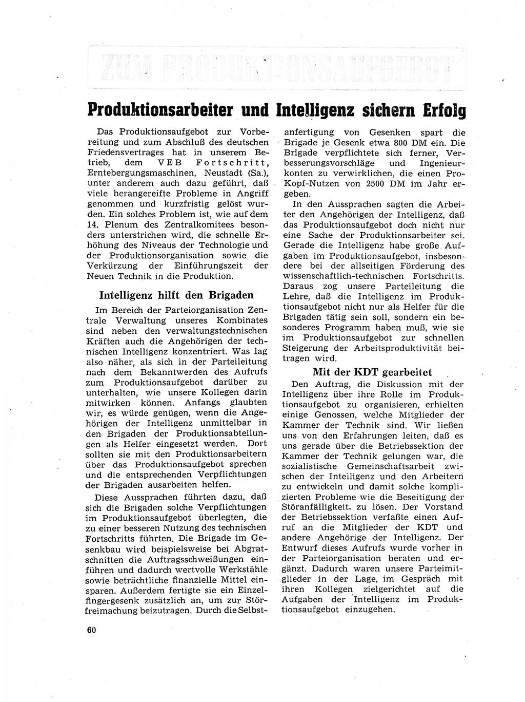 Neuer Weg (NW), Organ des Zentralkomitees (ZK) der SED (Sozialistische Einheitspartei Deutschlands) für Fragen des Parteilebens, 17. Jahrgang [Deutsche Demokratische Republik (DDR)] 1962, Seite 60 (NW ZK SED DDR 1962, S. 60)