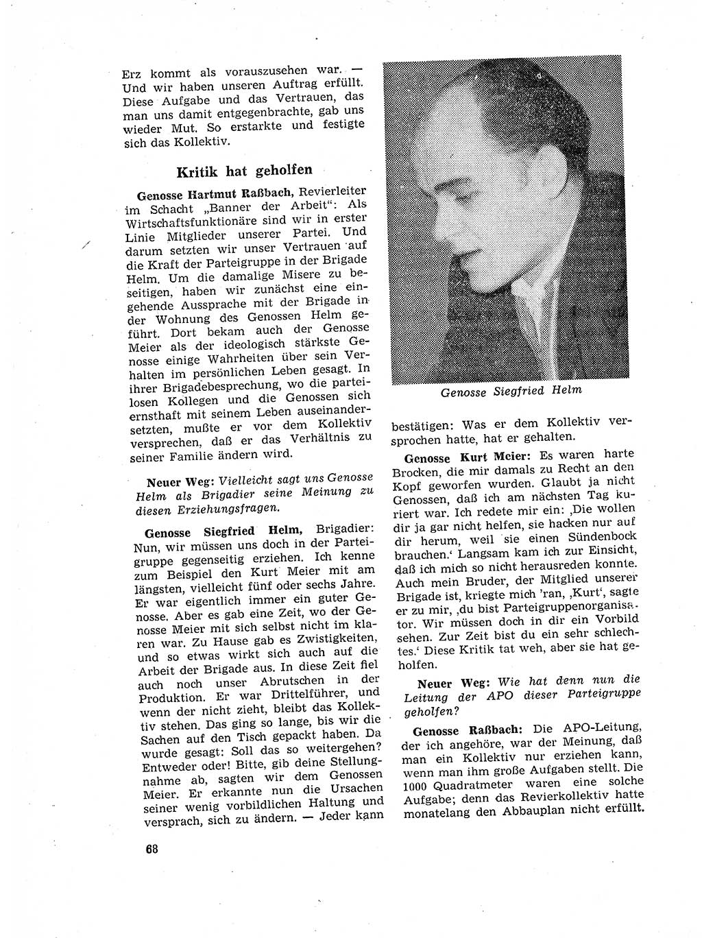 Neuer Weg (NW), Organ des Zentralkomitees (ZK) der SED (Sozialistische Einheitspartei Deutschlands) für Fragen des Parteilebens, 17. Jahrgang [Deutsche Demokratische Republik (DDR)] 1962, Seite 68 (NW ZK SED DDR 1962, S. 68)
