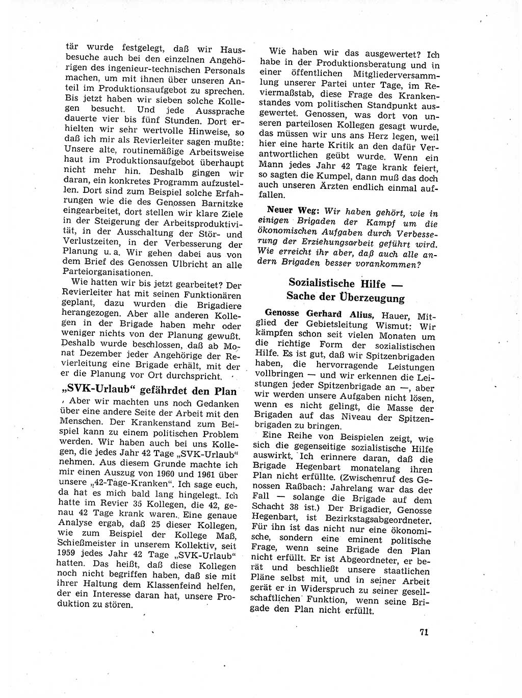 Neuer Weg (NW), Organ des Zentralkomitees (ZK) der SED (Sozialistische Einheitspartei Deutschlands) für Fragen des Parteilebens, 17. Jahrgang [Deutsche Demokratische Republik (DDR)] 1962, Seite 71 (NW ZK SED DDR 1962, S. 71)