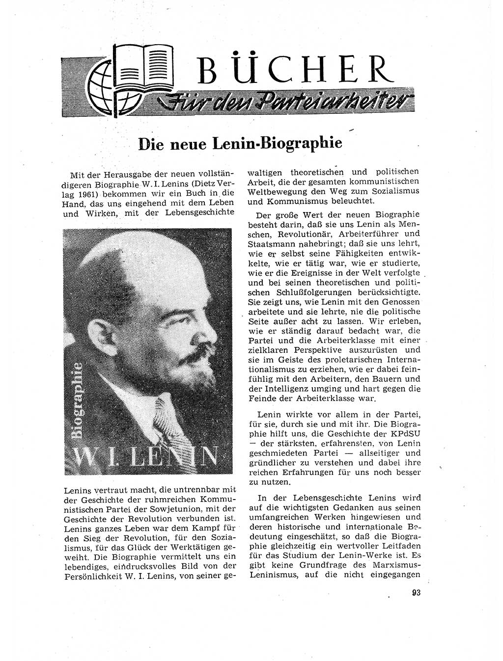 Neuer Weg (NW), Organ des Zentralkomitees (ZK) der SED (Sozialistische Einheitspartei Deutschlands) für Fragen des Parteilebens, 17. Jahrgang [Deutsche Demokratische Republik (DDR)] 1962, Seite 93 (NW ZK SED DDR 1962, S. 93)
