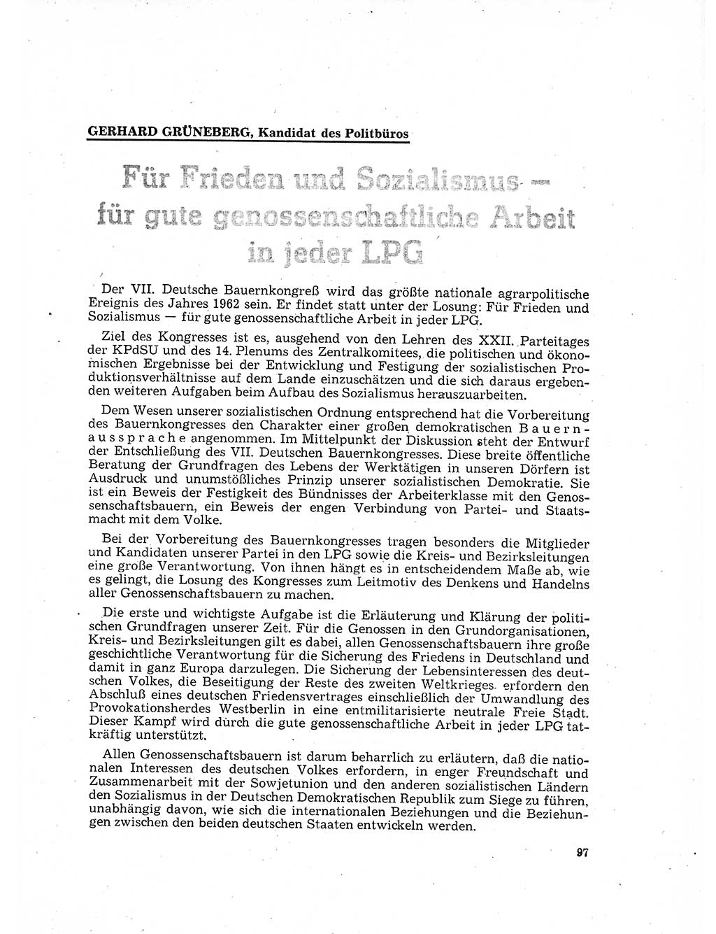 Neuer Weg (NW), Organ des Zentralkomitees (ZK) der SED (Sozialistische Einheitspartei Deutschlands) für Fragen des Parteilebens, 17. Jahrgang [Deutsche Demokratische Republik (DDR)] 1962, Seite 97 (NW ZK SED DDR 1962, S. 97)