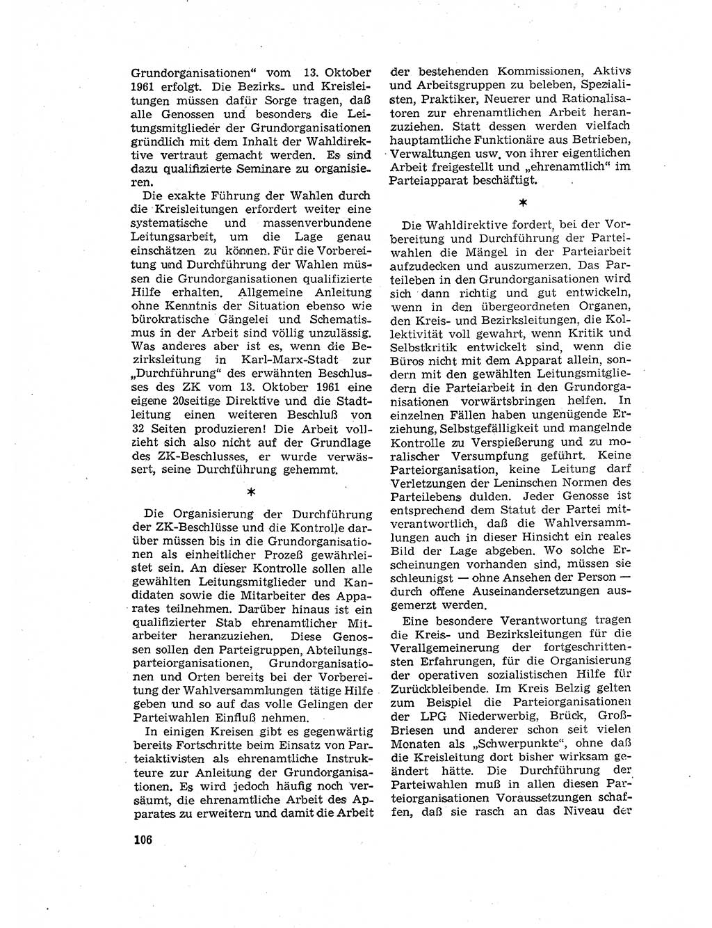 Neuer Weg (NW), Organ des Zentralkomitees (ZK) der SED (Sozialistische Einheitspartei Deutschlands) für Fragen des Parteilebens, 17. Jahrgang [Deutsche Demokratische Republik (DDR)] 1962, Seite 106 (NW ZK SED DDR 1962, S. 106)