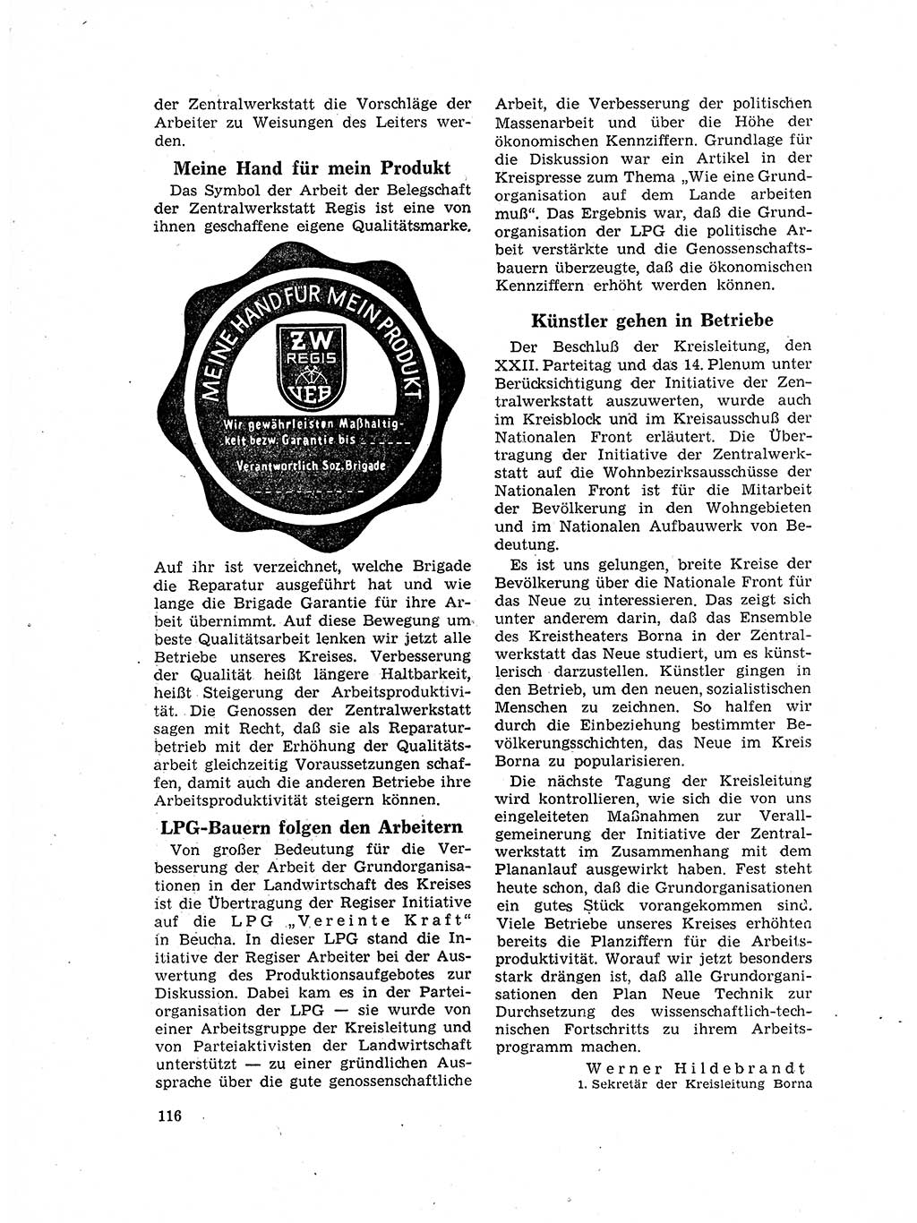 Neuer Weg (NW), Organ des Zentralkomitees (ZK) der SED (Sozialistische Einheitspartei Deutschlands) für Fragen des Parteilebens, 17. Jahrgang [Deutsche Demokratische Republik (DDR)] 1962, Seite 116 (NW ZK SED DDR 1962, S. 116)