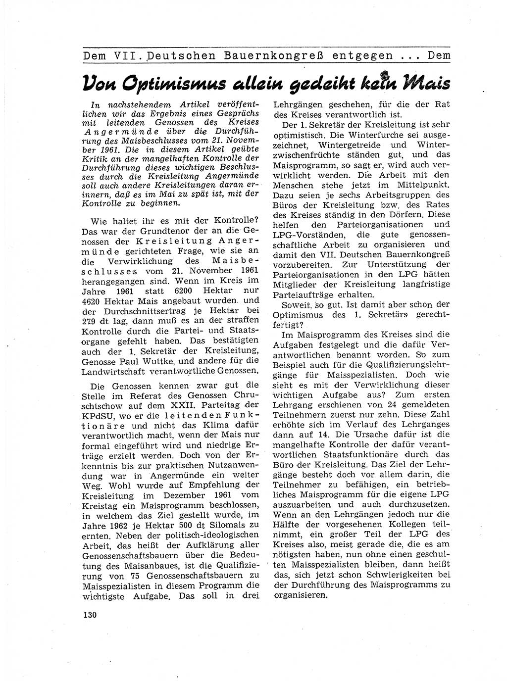 Neuer Weg (NW), Organ des Zentralkomitees (ZK) der SED (Sozialistische Einheitspartei Deutschlands) für Fragen des Parteilebens, 17. Jahrgang [Deutsche Demokratische Republik (DDR)] 1962, Seite 130 (NW ZK SED DDR 1962, S. 130)