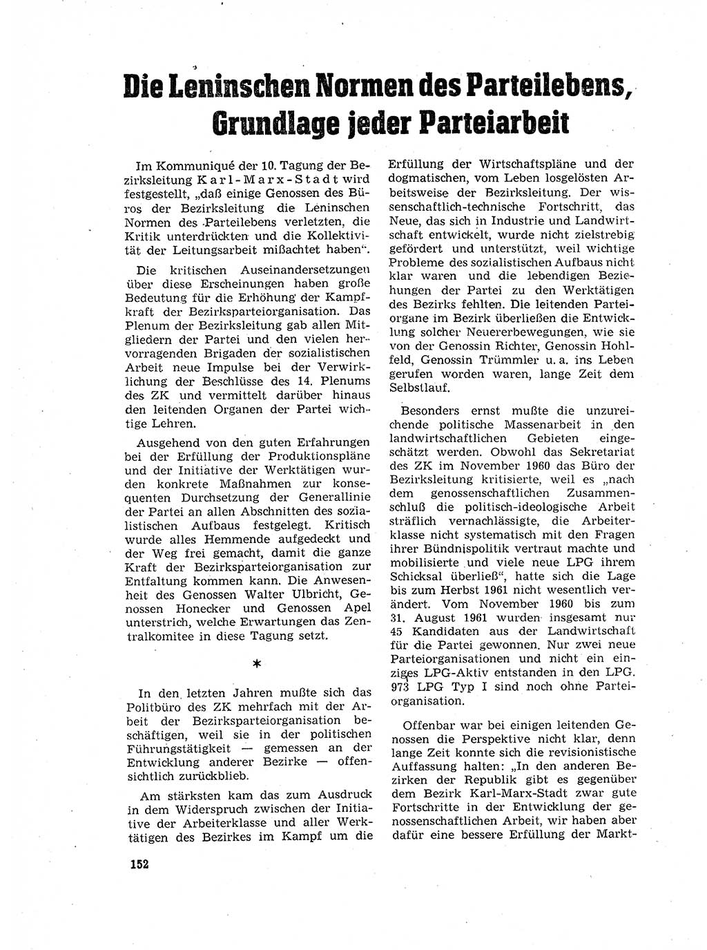 Neuer Weg (NW), Organ des Zentralkomitees (ZK) der SED (Sozialistische Einheitspartei Deutschlands) für Fragen des Parteilebens, 17. Jahrgang [Deutsche Demokratische Republik (DDR)] 1962, Seite 152 (NW ZK SED DDR 1962, S. 152)