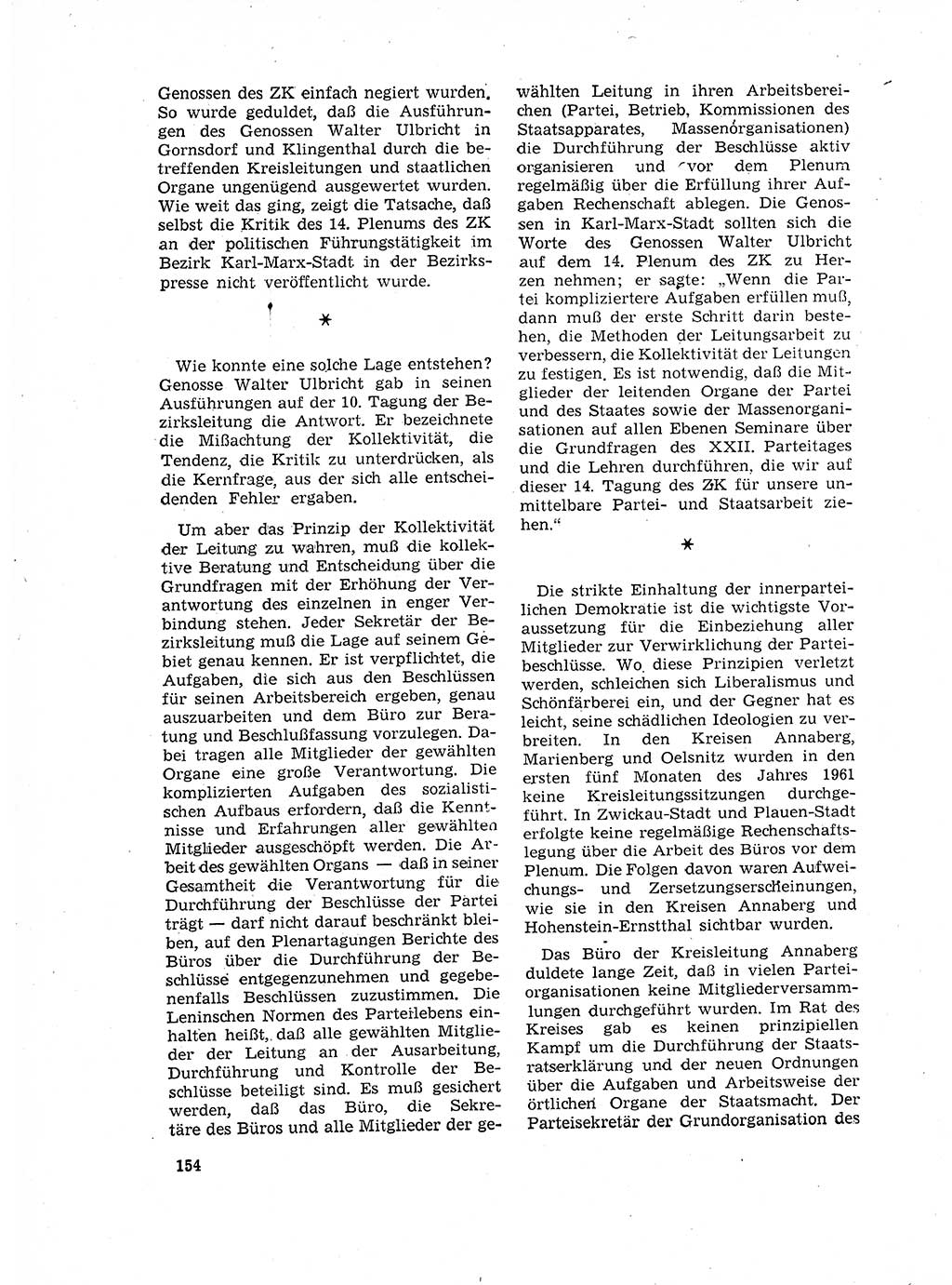 Neuer Weg (NW), Organ des Zentralkomitees (ZK) der SED (Sozialistische Einheitspartei Deutschlands) fÃ¼r Fragen des Parteilebens, 17. Jahrgang [Deutsche Demokratische Republik (DDR)] 1962, Seite 154 (NW ZK SED DDR 1962, S. 154)