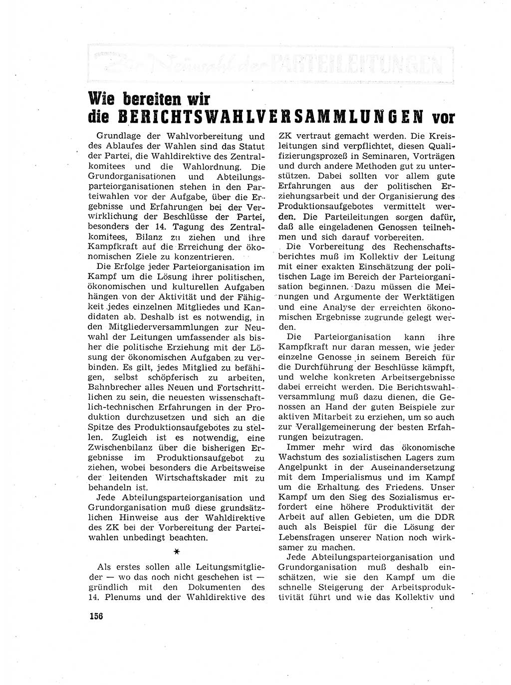 Neuer Weg (NW), Organ des Zentralkomitees (ZK) der SED (Sozialistische Einheitspartei Deutschlands) für Fragen des Parteilebens, 17. Jahrgang [Deutsche Demokratische Republik (DDR)] 1962, Seite 156 (NW ZK SED DDR 1962, S. 156)