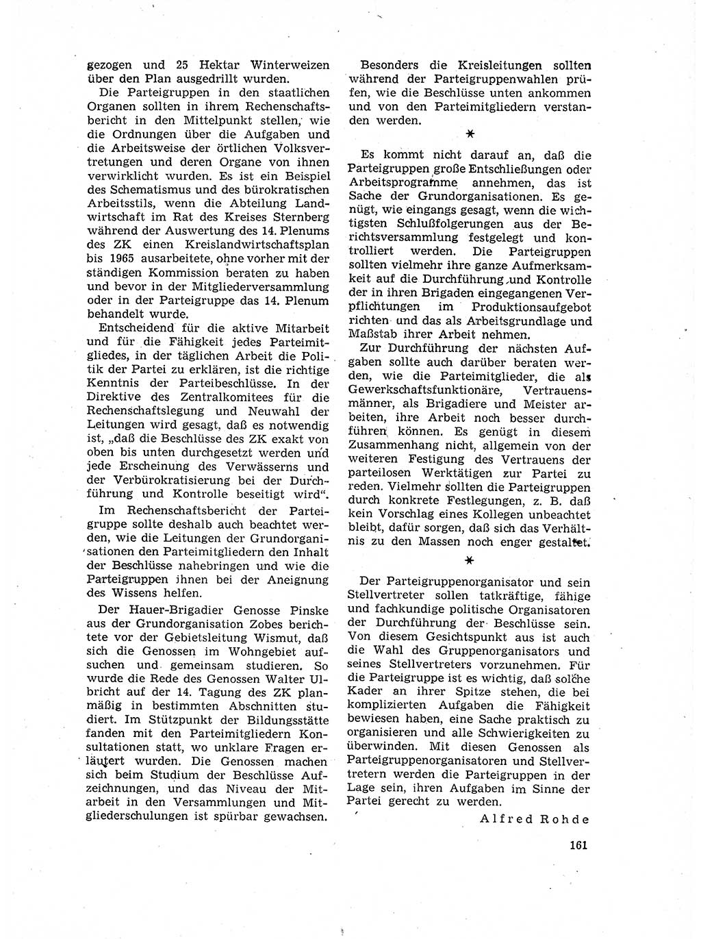 Neuer Weg (NW), Organ des Zentralkomitees (ZK) der SED (Sozialistische Einheitspartei Deutschlands) für Fragen des Parteilebens, 17. Jahrgang [Deutsche Demokratische Republik (DDR)] 1962, Seite 161 (NW ZK SED DDR 1962, S. 161)