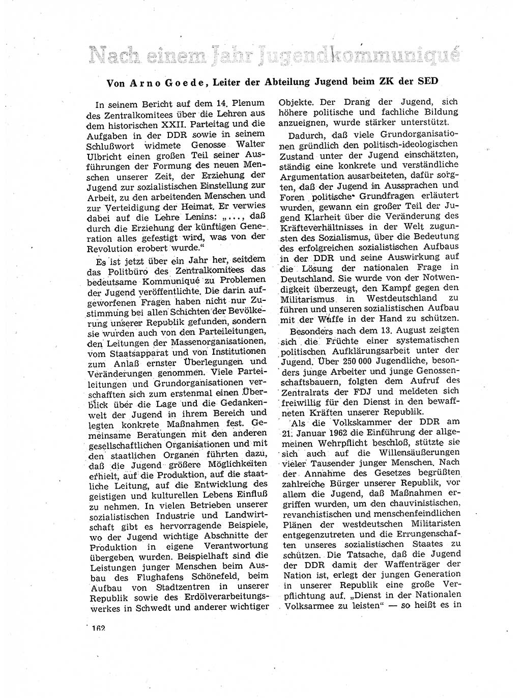 Neuer Weg (NW), Organ des Zentralkomitees (ZK) der SED (Sozialistische Einheitspartei Deutschlands) für Fragen des Parteilebens, 17. Jahrgang [Deutsche Demokratische Republik (DDR)] 1962, Seite 162 (NW ZK SED DDR 1962, S. 162)