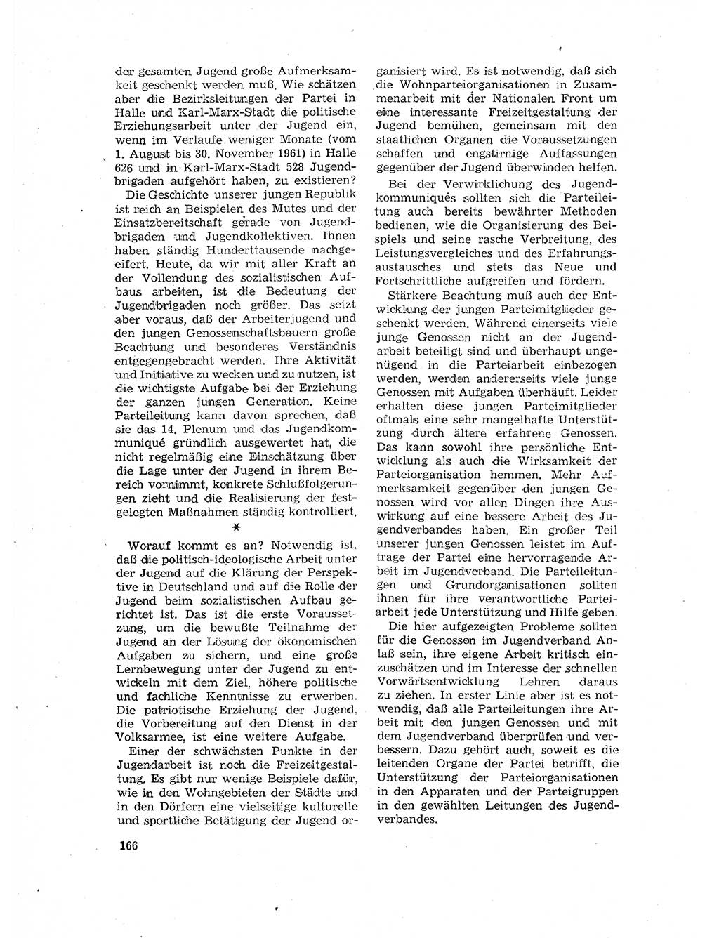 Neuer Weg (NW), Organ des Zentralkomitees (ZK) der SED (Sozialistische Einheitspartei Deutschlands) für Fragen des Parteilebens, 17. Jahrgang [Deutsche Demokratische Republik (DDR)] 1962, Seite 166 (NW ZK SED DDR 1962, S. 166)