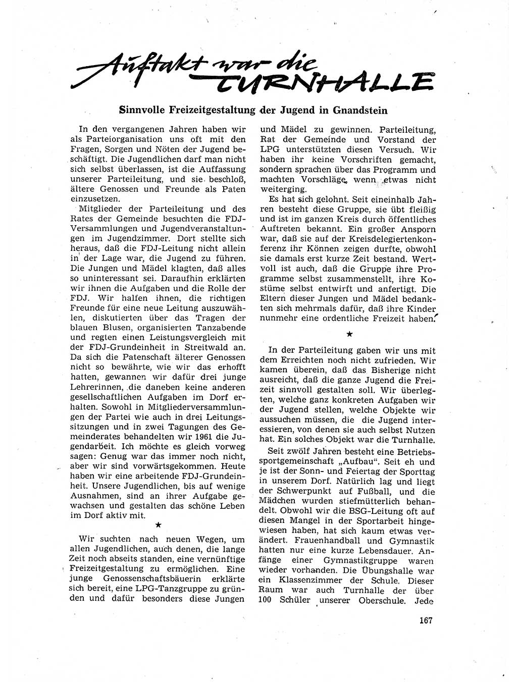 Neuer Weg (NW), Organ des Zentralkomitees (ZK) der SED (Sozialistische Einheitspartei Deutschlands) für Fragen des Parteilebens, 17. Jahrgang [Deutsche Demokratische Republik (DDR)] 1962, Seite 167 (NW ZK SED DDR 1962, S. 167)