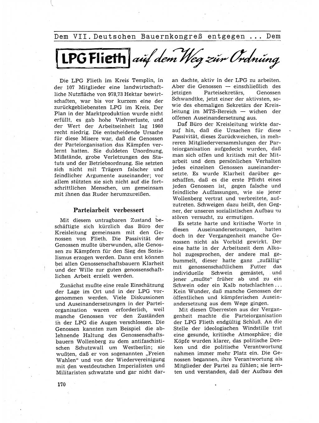 Neuer Weg (NW), Organ des Zentralkomitees (ZK) der SED (Sozialistische Einheitspartei Deutschlands) für Fragen des Parteilebens, 17. Jahrgang [Deutsche Demokratische Republik (DDR)] 1962, Seite 170 (NW ZK SED DDR 1962, S. 170)