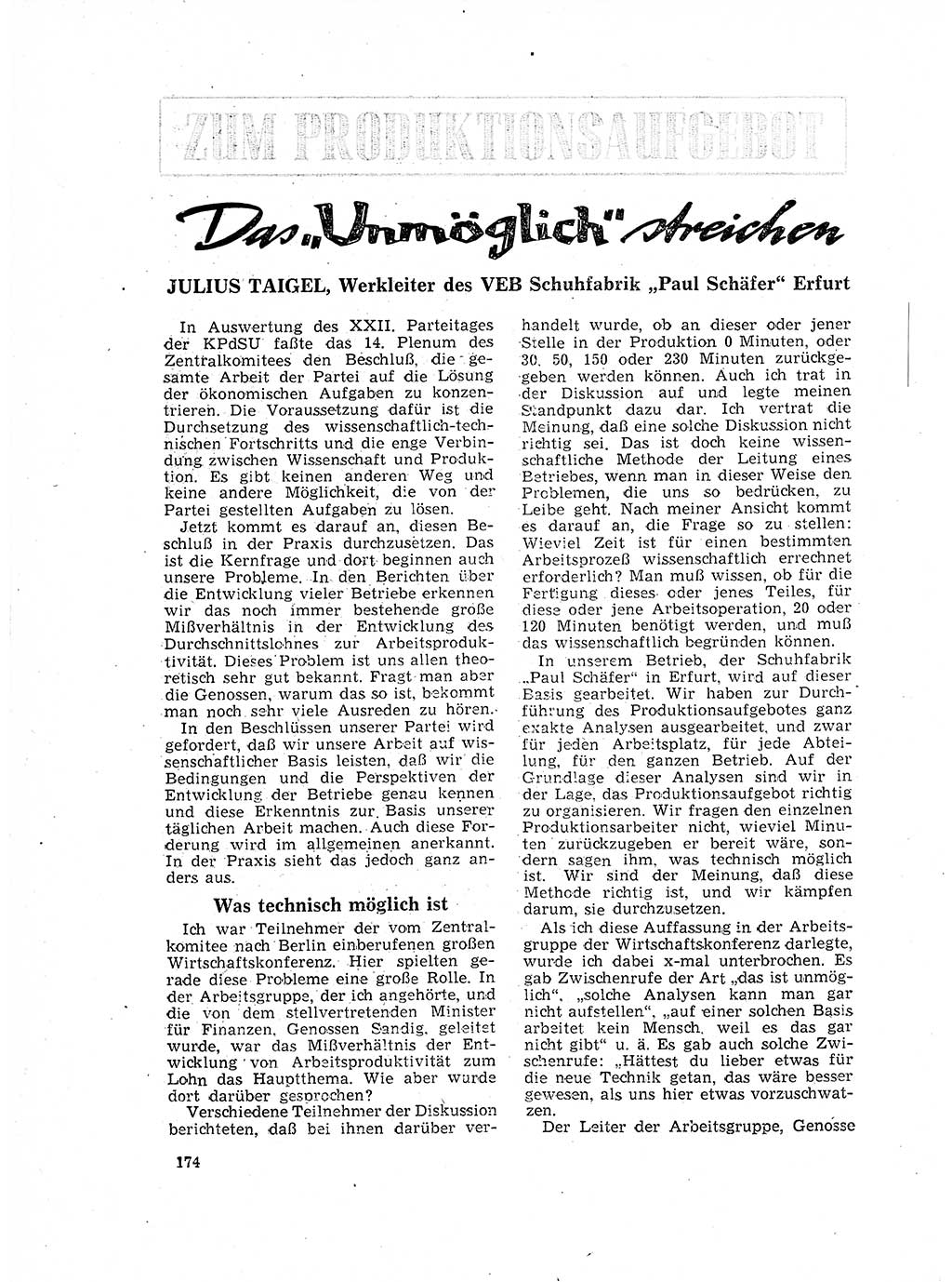 Neuer Weg (NW), Organ des Zentralkomitees (ZK) der SED (Sozialistische Einheitspartei Deutschlands) für Fragen des Parteilebens, 17. Jahrgang [Deutsche Demokratische Republik (DDR)] 1962, Seite 174 (NW ZK SED DDR 1962, S. 174)