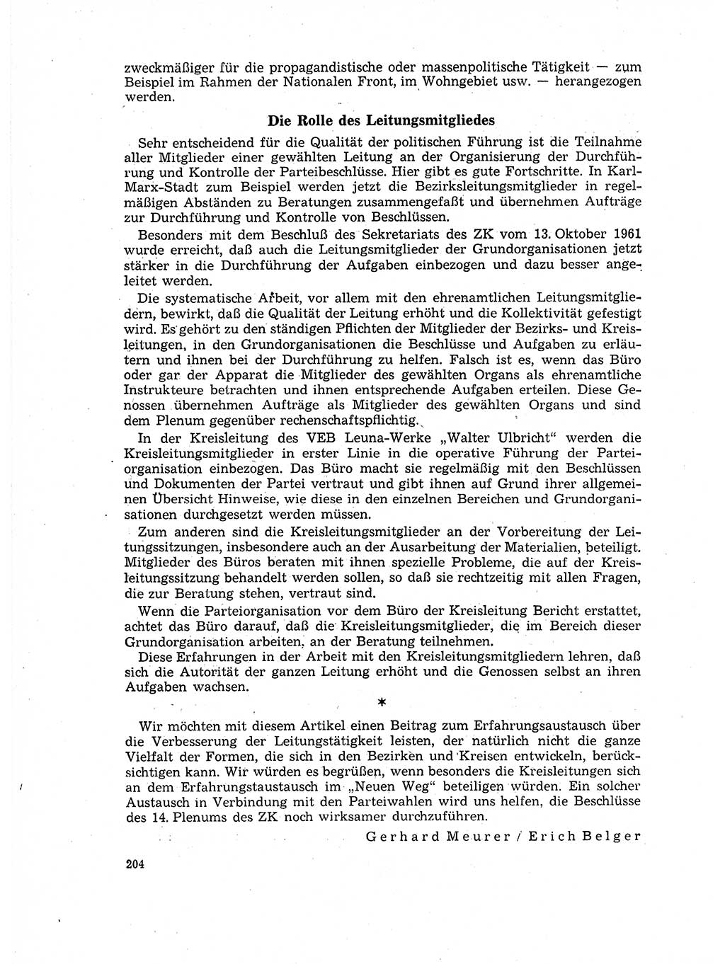 Neuer Weg (NW), Organ des Zentralkomitees (ZK) der SED (Sozialistische Einheitspartei Deutschlands) für Fragen des Parteilebens, 17. Jahrgang [Deutsche Demokratische Republik (DDR)] 1962, Seite 204 (NW ZK SED DDR 1962, S. 204)