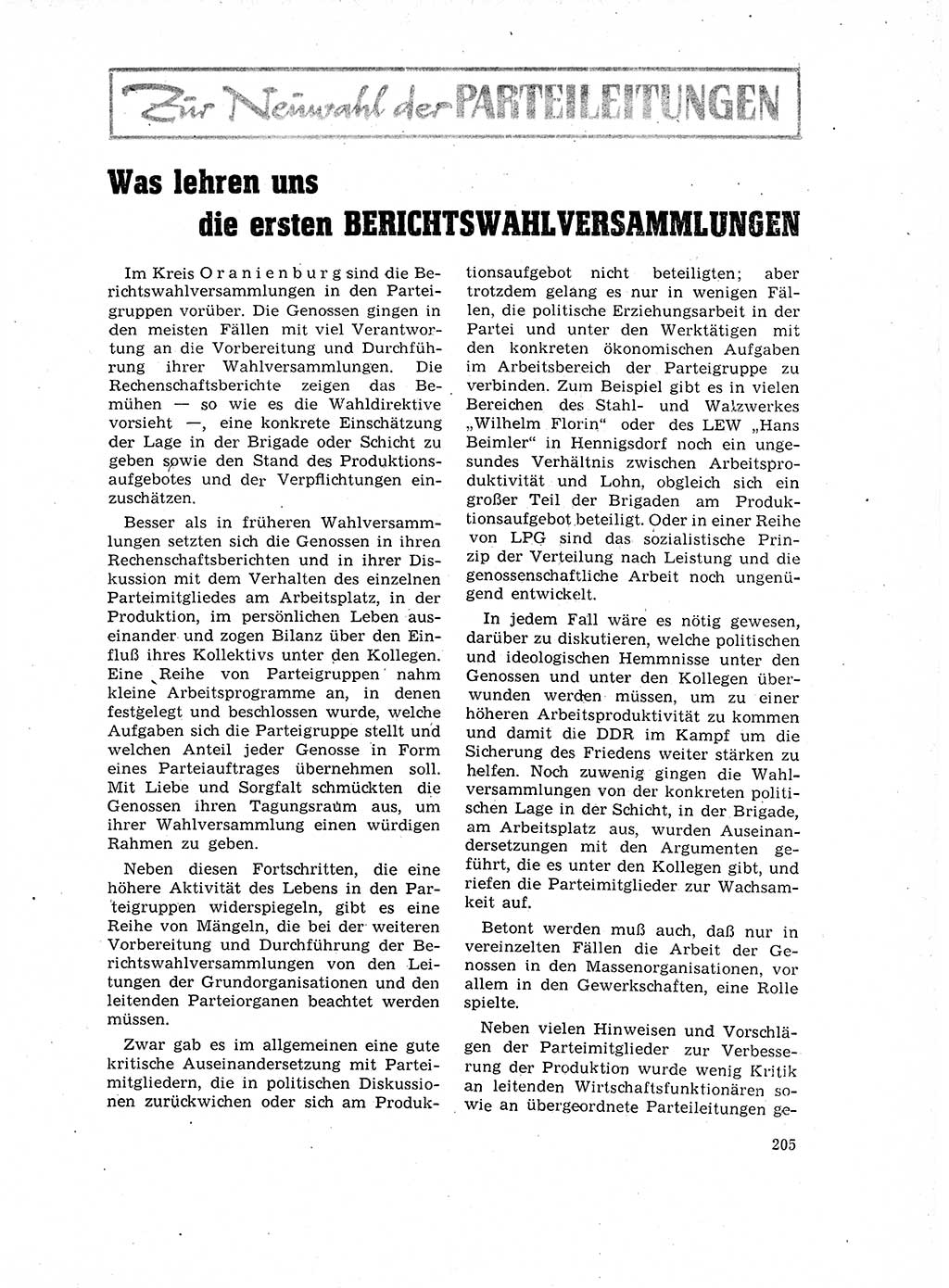 Neuer Weg (NW), Organ des Zentralkomitees (ZK) der SED (Sozialistische Einheitspartei Deutschlands) für Fragen des Parteilebens, 17. Jahrgang [Deutsche Demokratische Republik (DDR)] 1962, Seite 205 (NW ZK SED DDR 1962, S. 205)