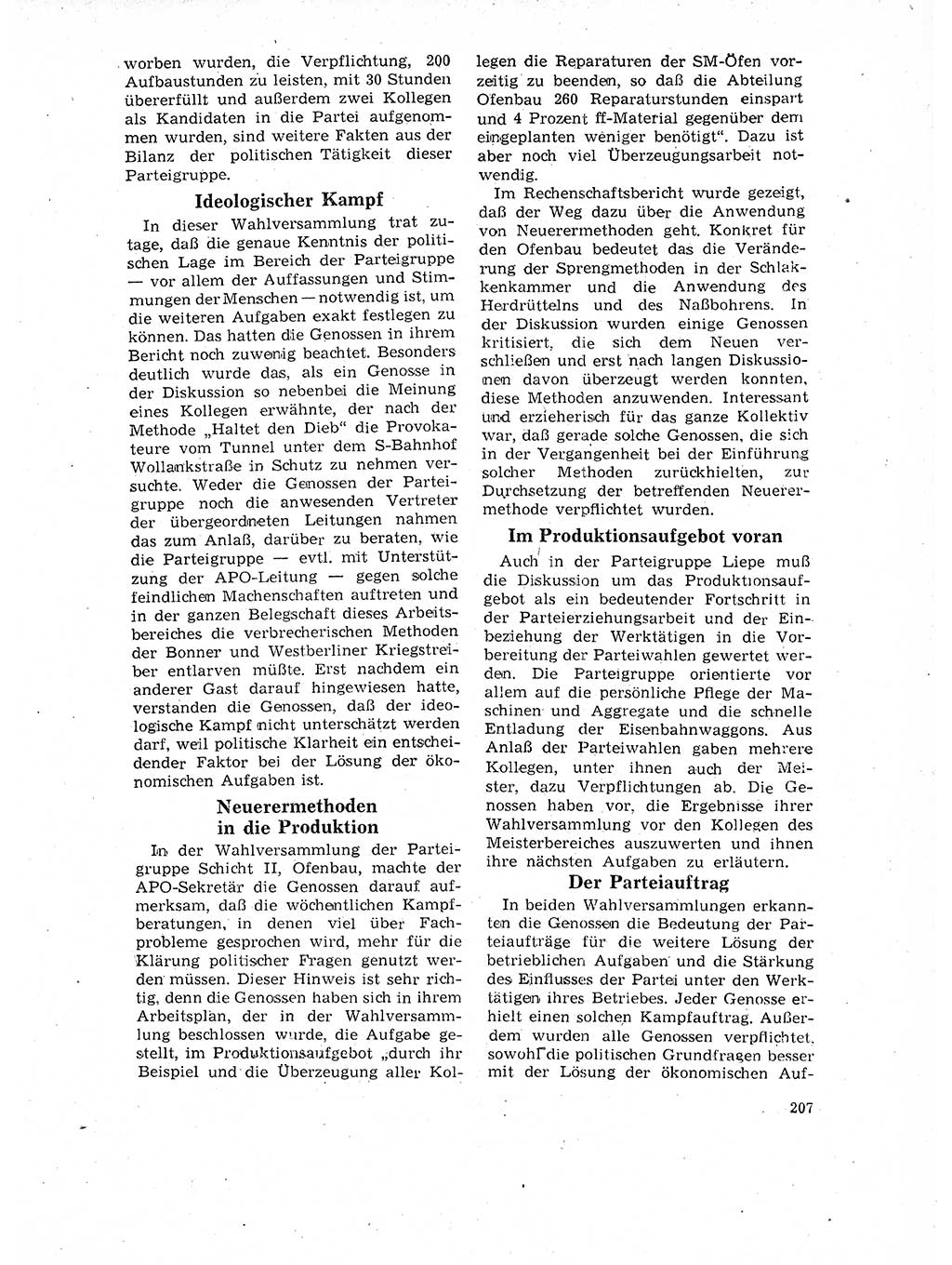 Neuer Weg (NW), Organ des Zentralkomitees (ZK) der SED (Sozialistische Einheitspartei Deutschlands) für Fragen des Parteilebens, 17. Jahrgang [Deutsche Demokratische Republik (DDR)] 1962, Seite 207 (NW ZK SED DDR 1962, S. 207)