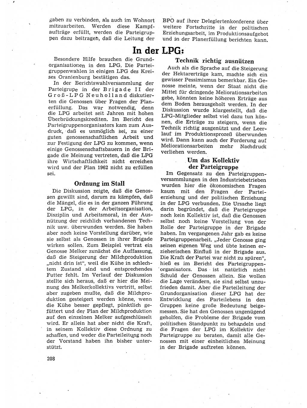 Neuer Weg (NW), Organ des Zentralkomitees (ZK) der SED (Sozialistische Einheitspartei Deutschlands) für Fragen des Parteilebens, 17. Jahrgang [Deutsche Demokratische Republik (DDR)] 1962, Seite 208 (NW ZK SED DDR 1962, S. 208)