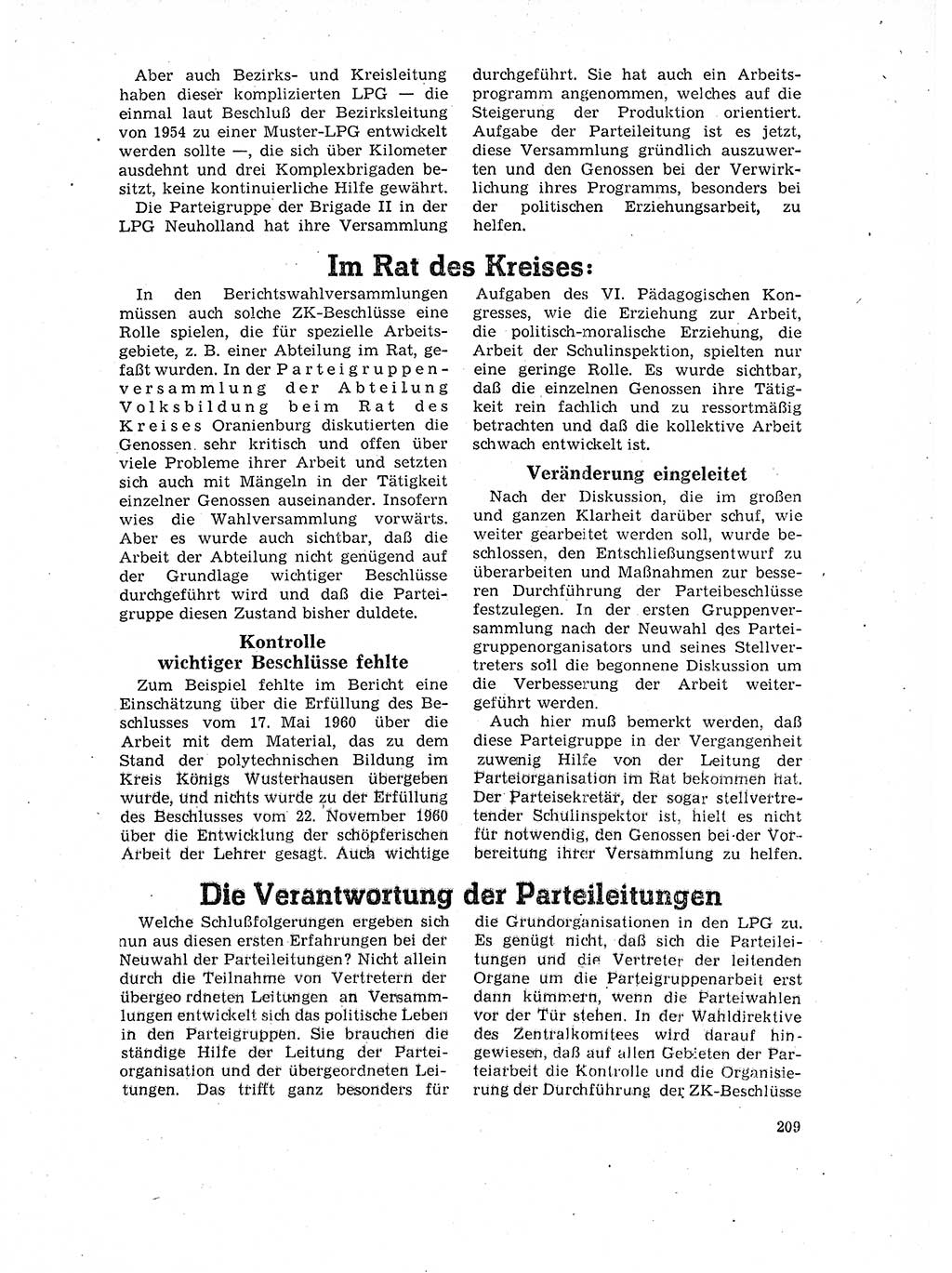 Neuer Weg (NW), Organ des Zentralkomitees (ZK) der SED (Sozialistische Einheitspartei Deutschlands) für Fragen des Parteilebens, 17. Jahrgang [Deutsche Demokratische Republik (DDR)] 1962, Seite 209 (NW ZK SED DDR 1962, S. 209)