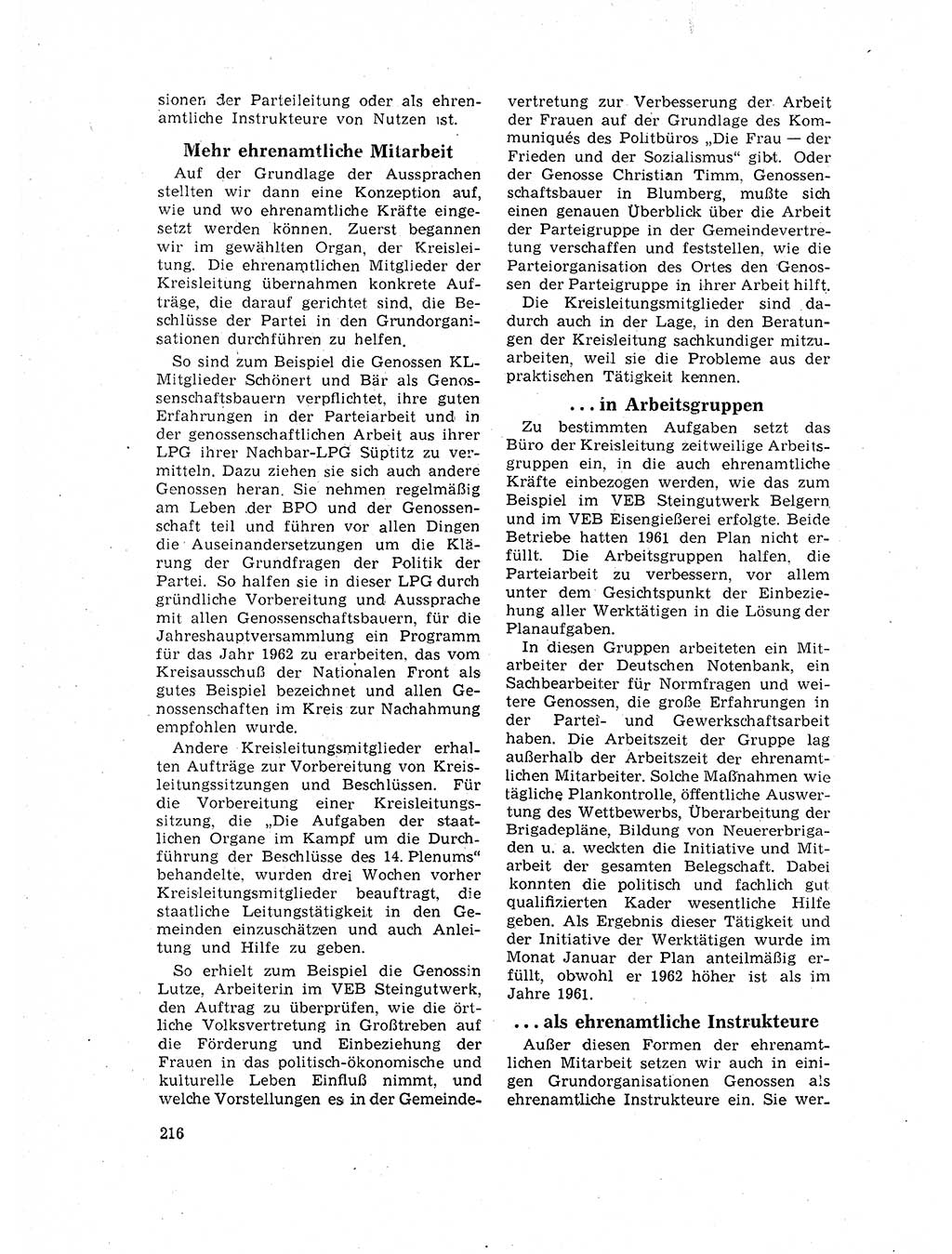 Neuer Weg (NW), Organ des Zentralkomitees (ZK) der SED (Sozialistische Einheitspartei Deutschlands) für Fragen des Parteilebens, 17. Jahrgang [Deutsche Demokratische Republik (DDR)] 1962, Seite 216 (NW ZK SED DDR 1962, S. 216)