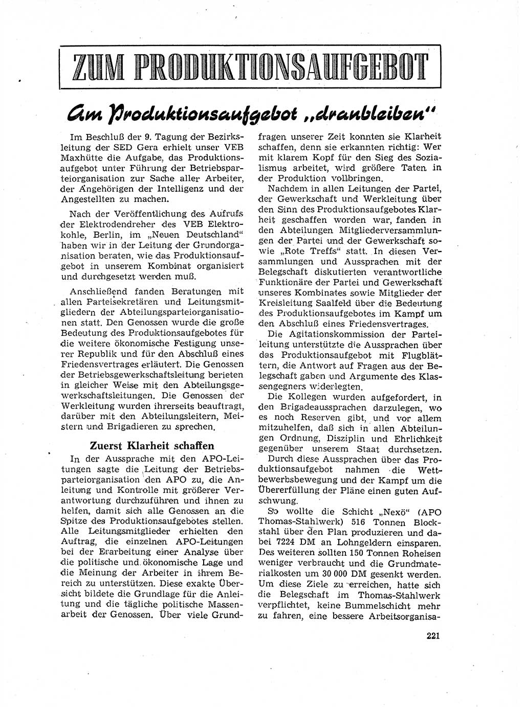 Neuer Weg (NW), Organ des Zentralkomitees (ZK) der SED (Sozialistische Einheitspartei Deutschlands) für Fragen des Parteilebens, 17. Jahrgang [Deutsche Demokratische Republik (DDR)] 1962, Seite 221 (NW ZK SED DDR 1962, S. 221)