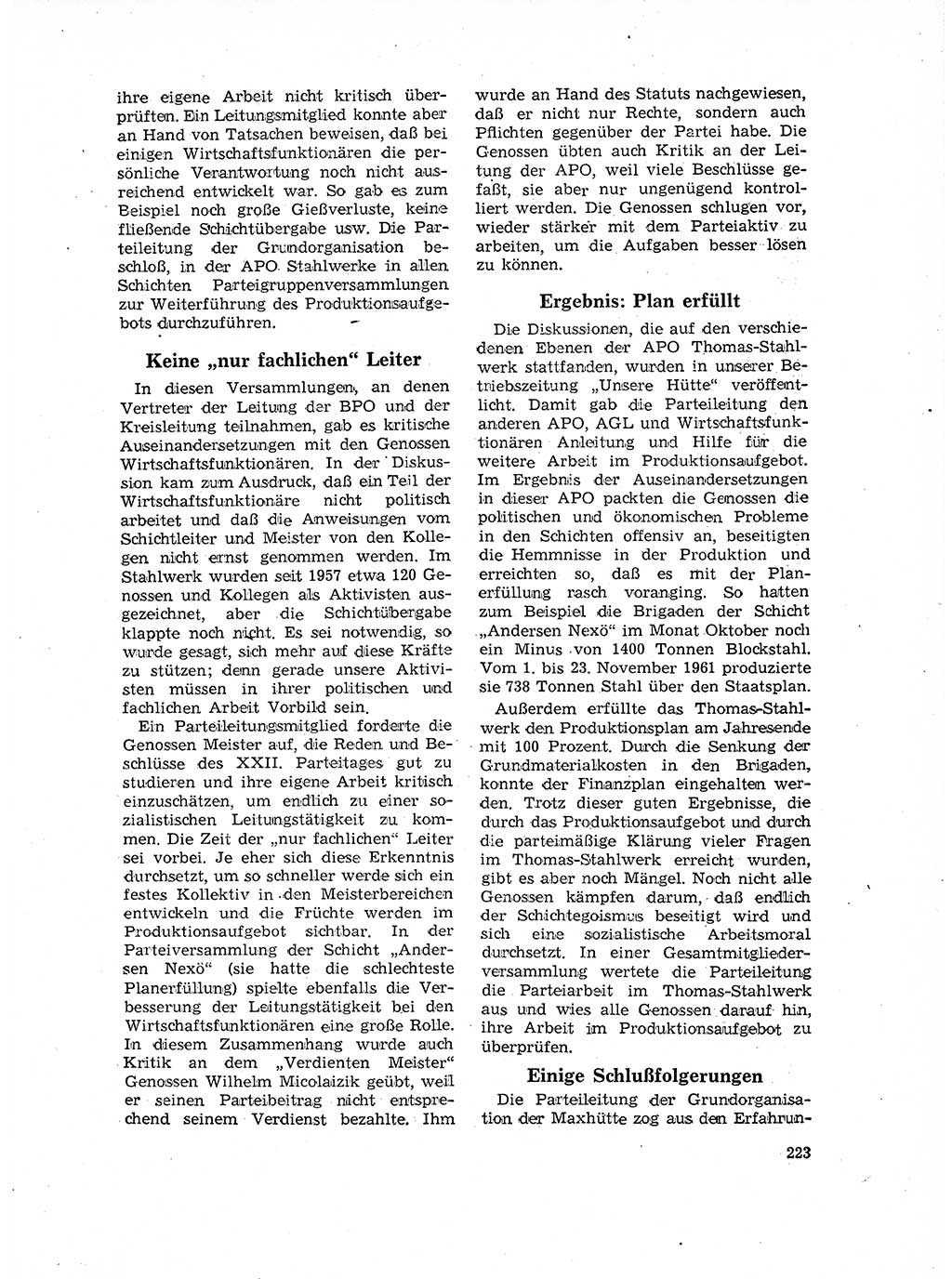 Neuer Weg (NW), Organ des Zentralkomitees (ZK) der SED (Sozialistische Einheitspartei Deutschlands) für Fragen des Parteilebens, 17. Jahrgang [Deutsche Demokratische Republik (DDR)] 1962, Seite 223 (NW ZK SED DDR 1962, S. 223)