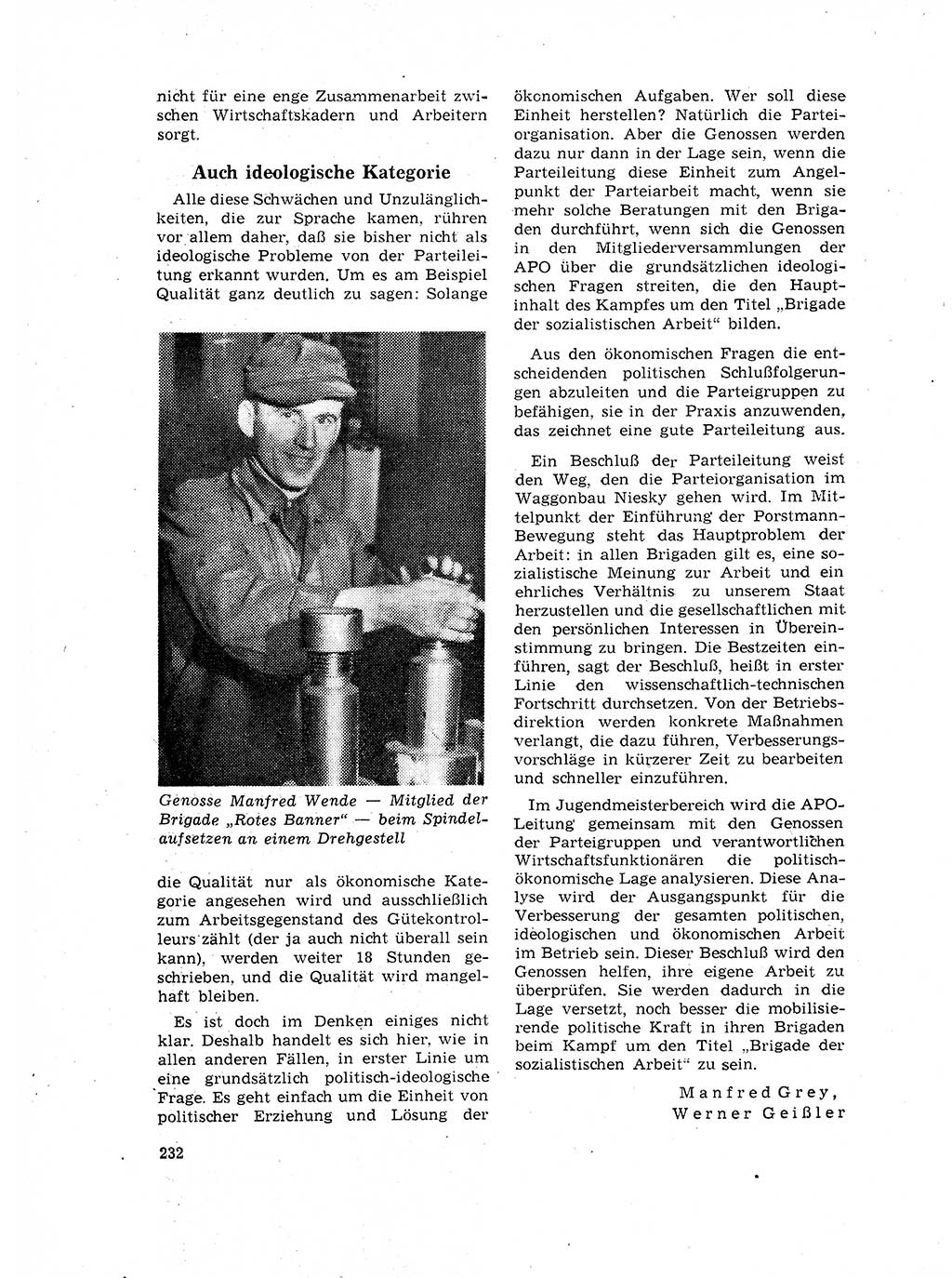 Neuer Weg (NW), Organ des Zentralkomitees (ZK) der SED (Sozialistische Einheitspartei Deutschlands) für Fragen des Parteilebens, 17. Jahrgang [Deutsche Demokratische Republik (DDR)] 1962, Seite 232 (NW ZK SED DDR 1962, S. 232)