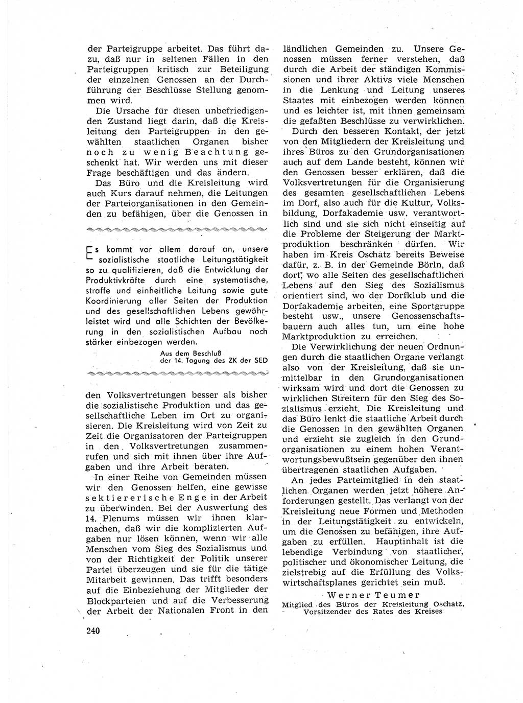 Neuer Weg (NW), Organ des Zentralkomitees (ZK) der SED (Sozialistische Einheitspartei Deutschlands) für Fragen des Parteilebens, 17. Jahrgang [Deutsche Demokratische Republik (DDR)] 1962, Seite 240 (NW ZK SED DDR 1962, S. 240)